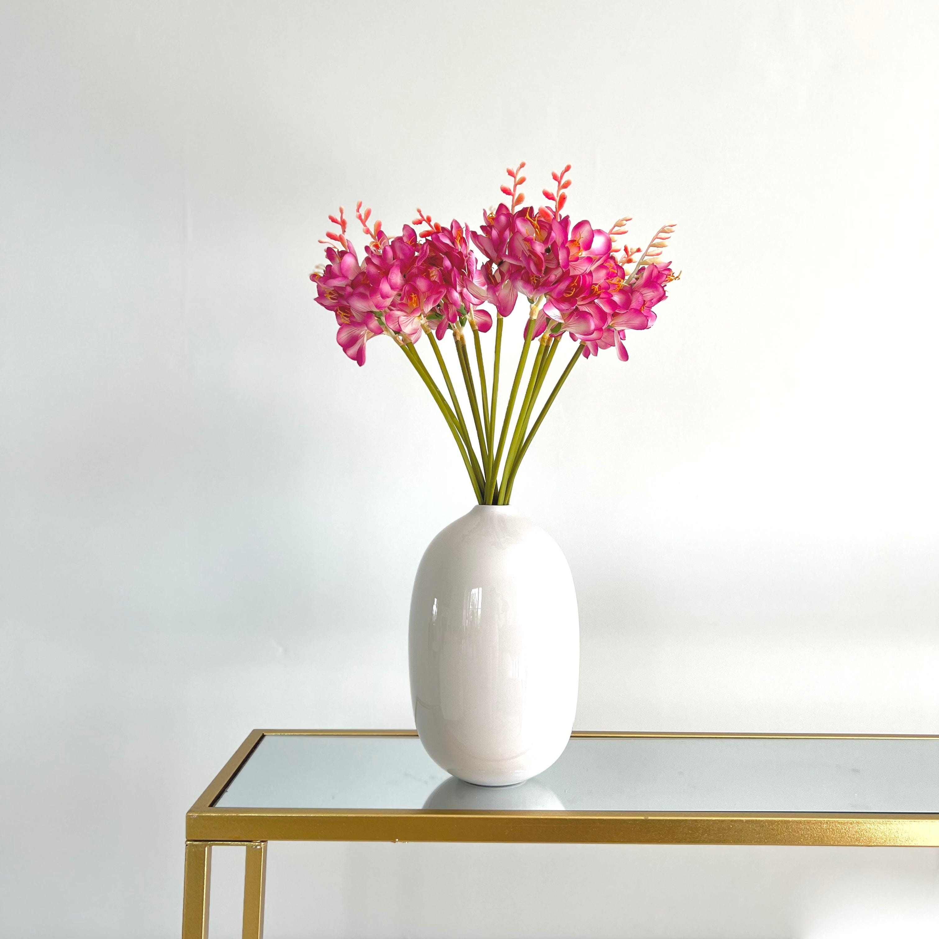 Artificial flowers luxury faux silk pink freesia broadway vase lifelike realistic faux flowers ABP1699 ABX1847PK