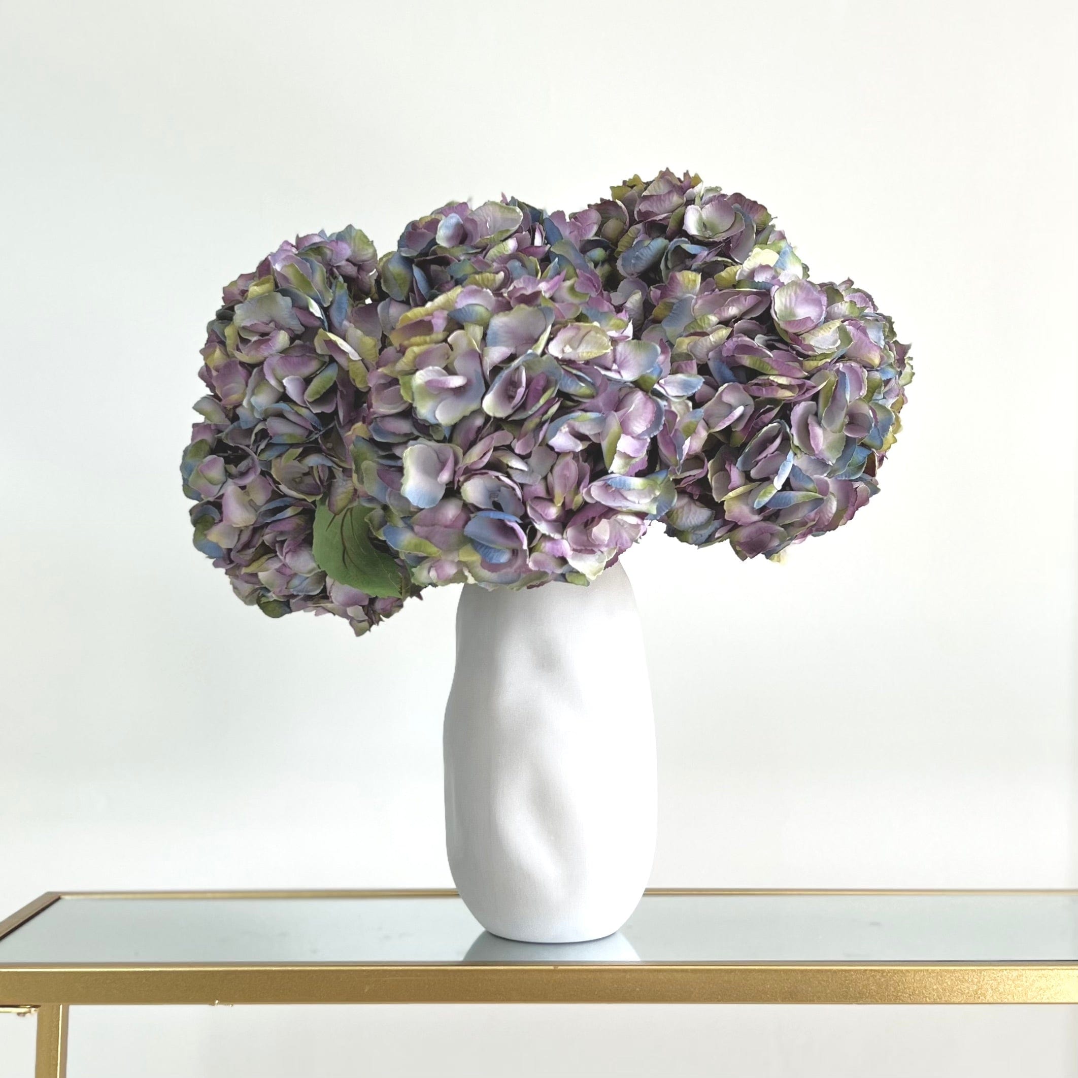 Artificial flowers luxury faux silk purple mophead hydrangea naunton vase lifelike realistic faux flowers ABP525B ABX5001PU