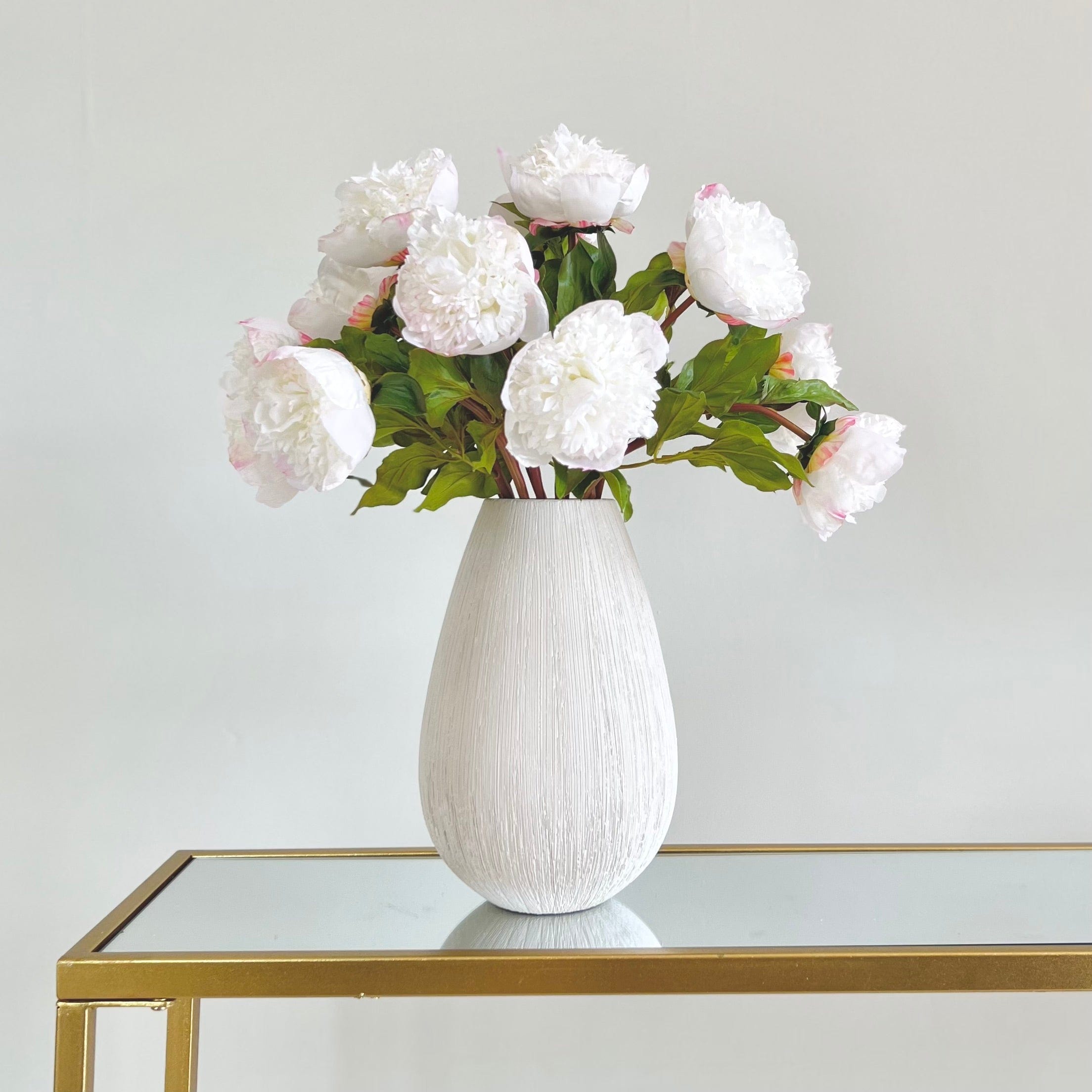Artificial flowers luxury faux silk small white peony bibury vase lifelike realistic faux flowers ABP1513 ABY4236WH
