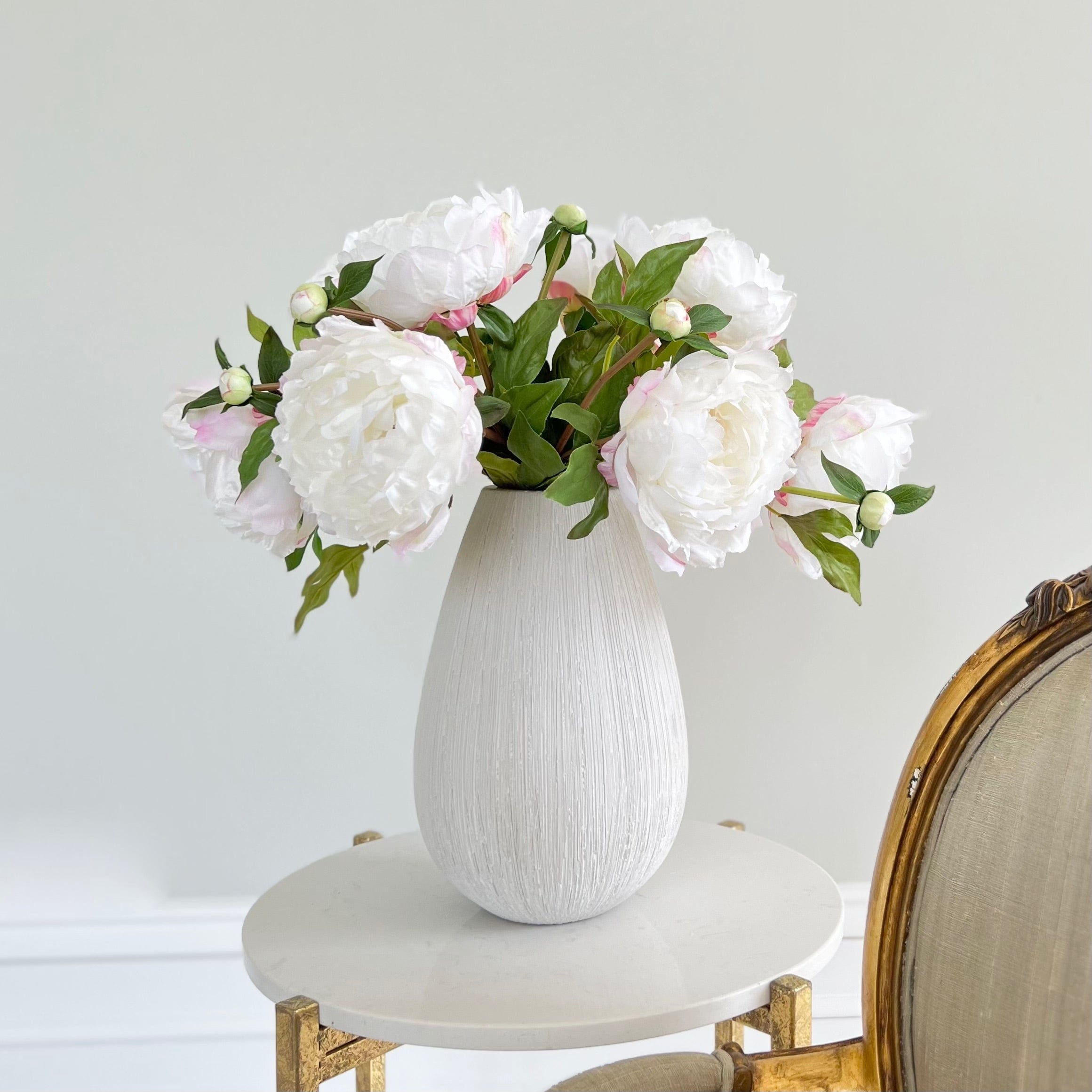 Artificial flowers luxury faux silk white classic peony bibury vase lifelike realistic faux flowers ABP1513 ABY6043WH