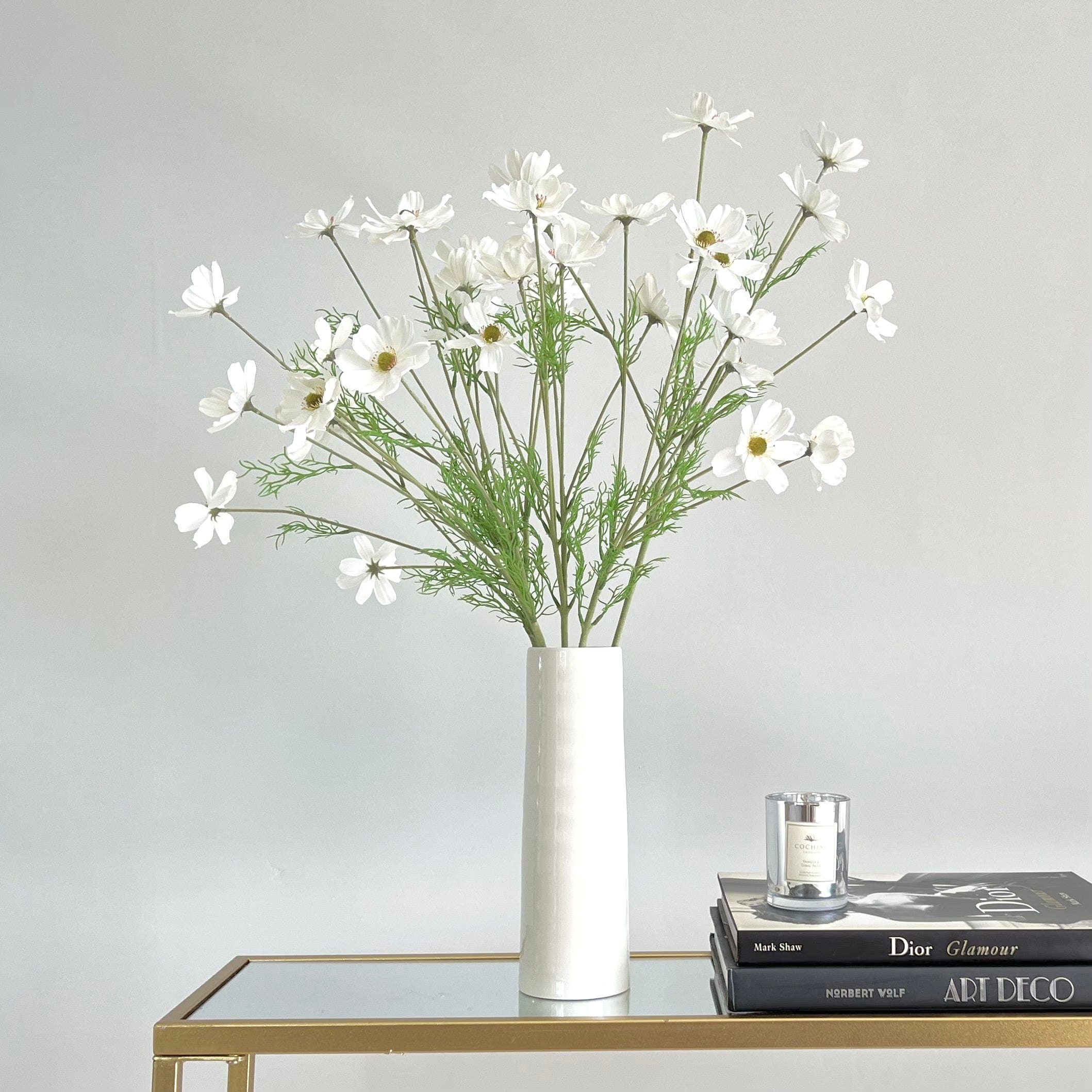 Artificial flowers luxury faux silk white cosmos prestbury vase lifelike realistic faux flowers ABP1828 ABX6572WH