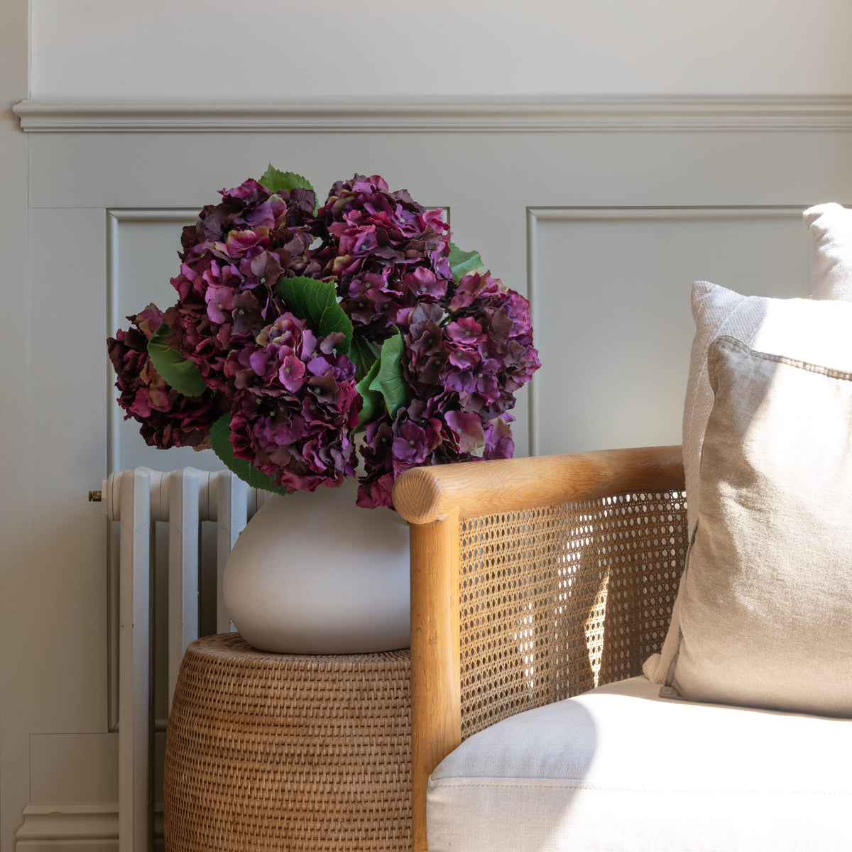 Artificial Deep Purple Mophead Hydrangea