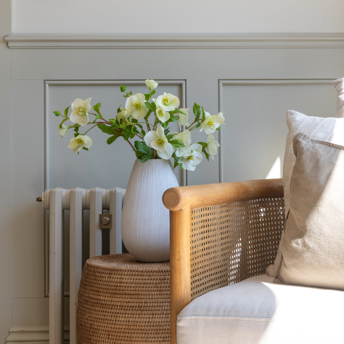 Artificial White & Green Hellebore