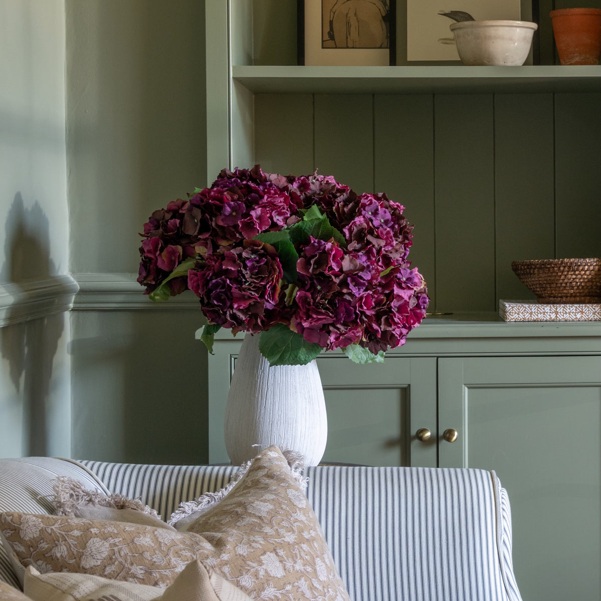 Artificial Deep Purple Mophead Hydrangea
