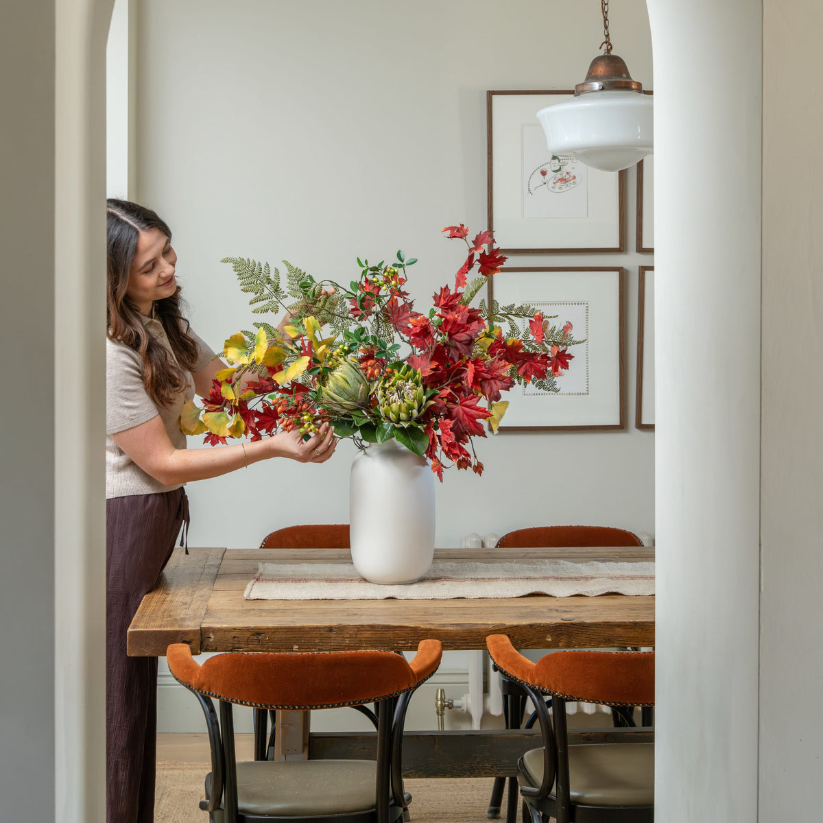 Gathered Leaves Artificial Flower Arrangement
