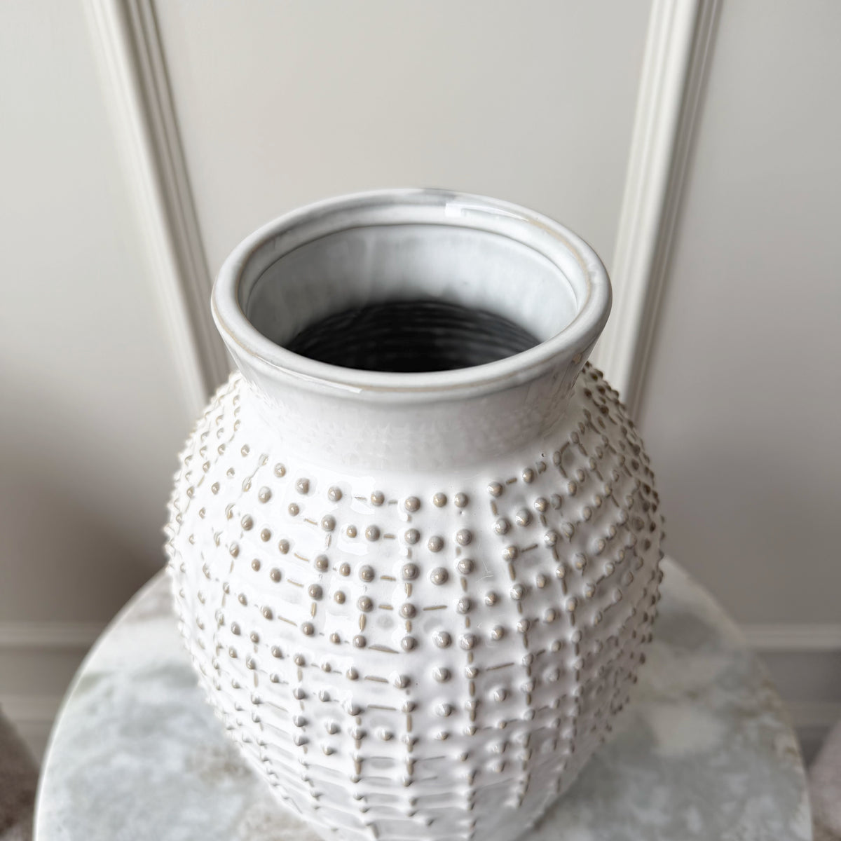 Small Warm White Dot Vase