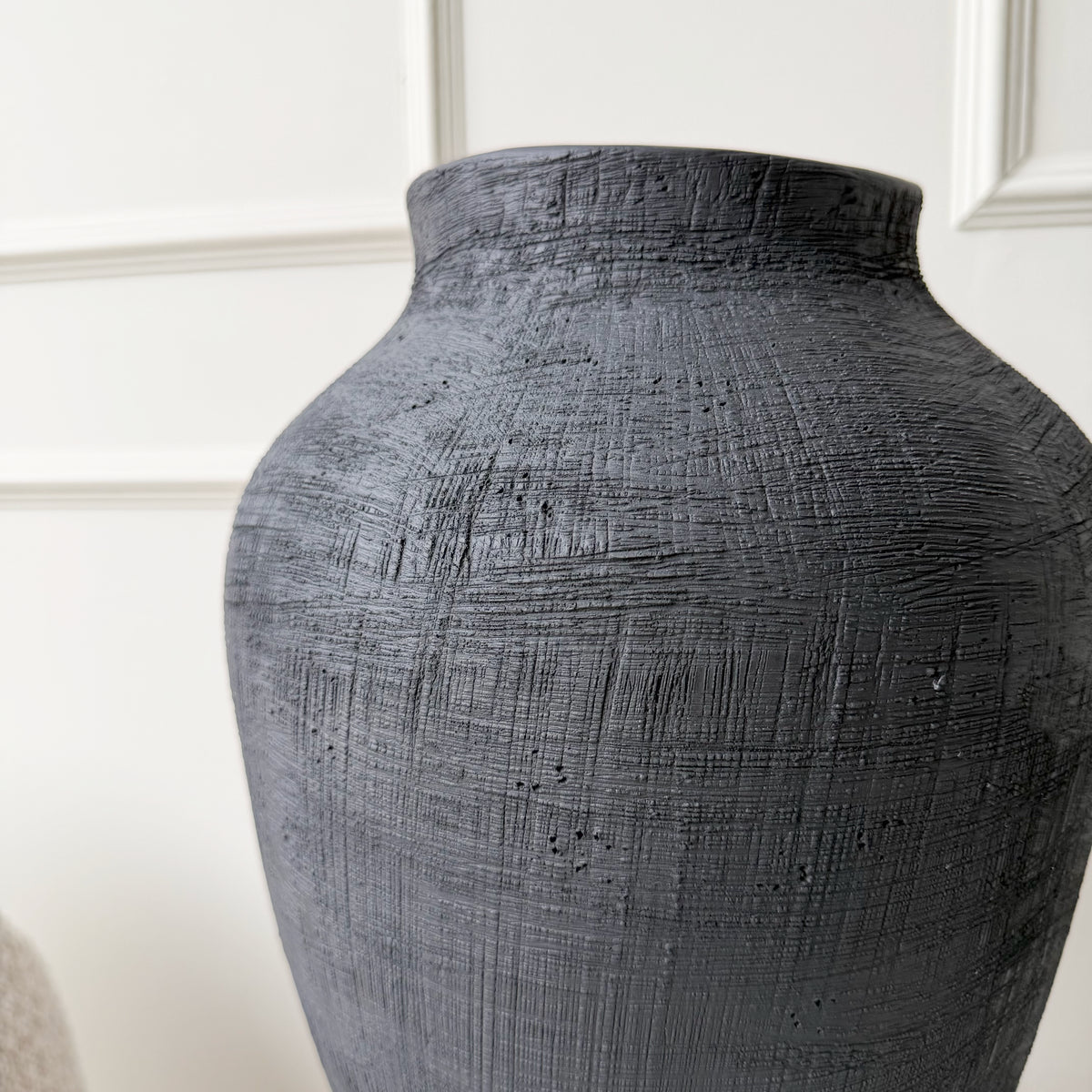 Large Black Textured Vase