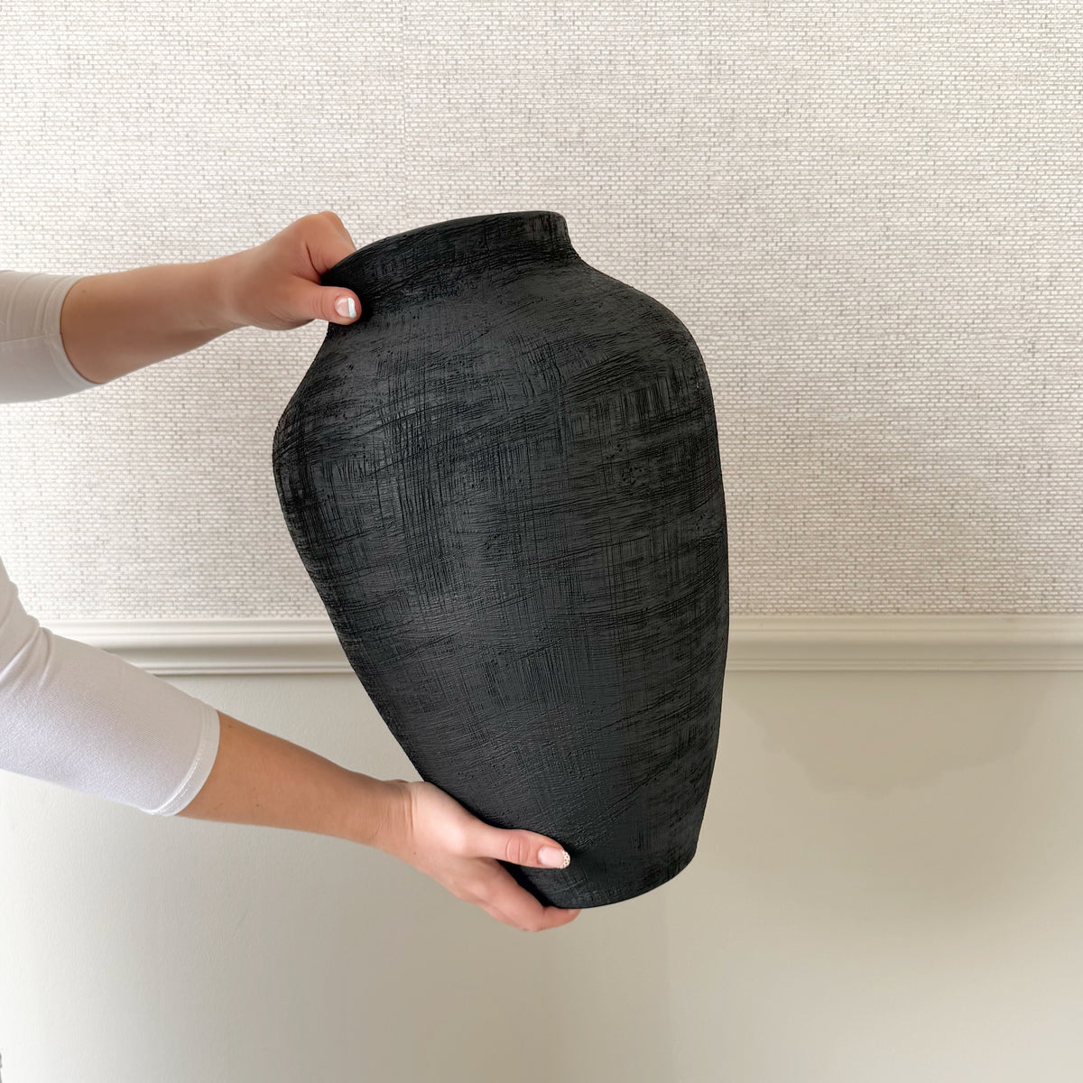 Large Black Textured Vase