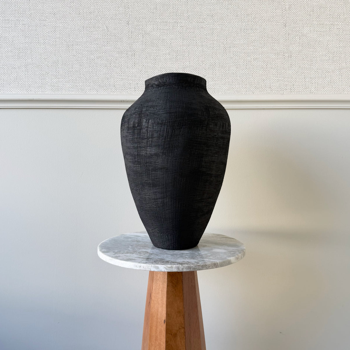 Large Black Textured Vase