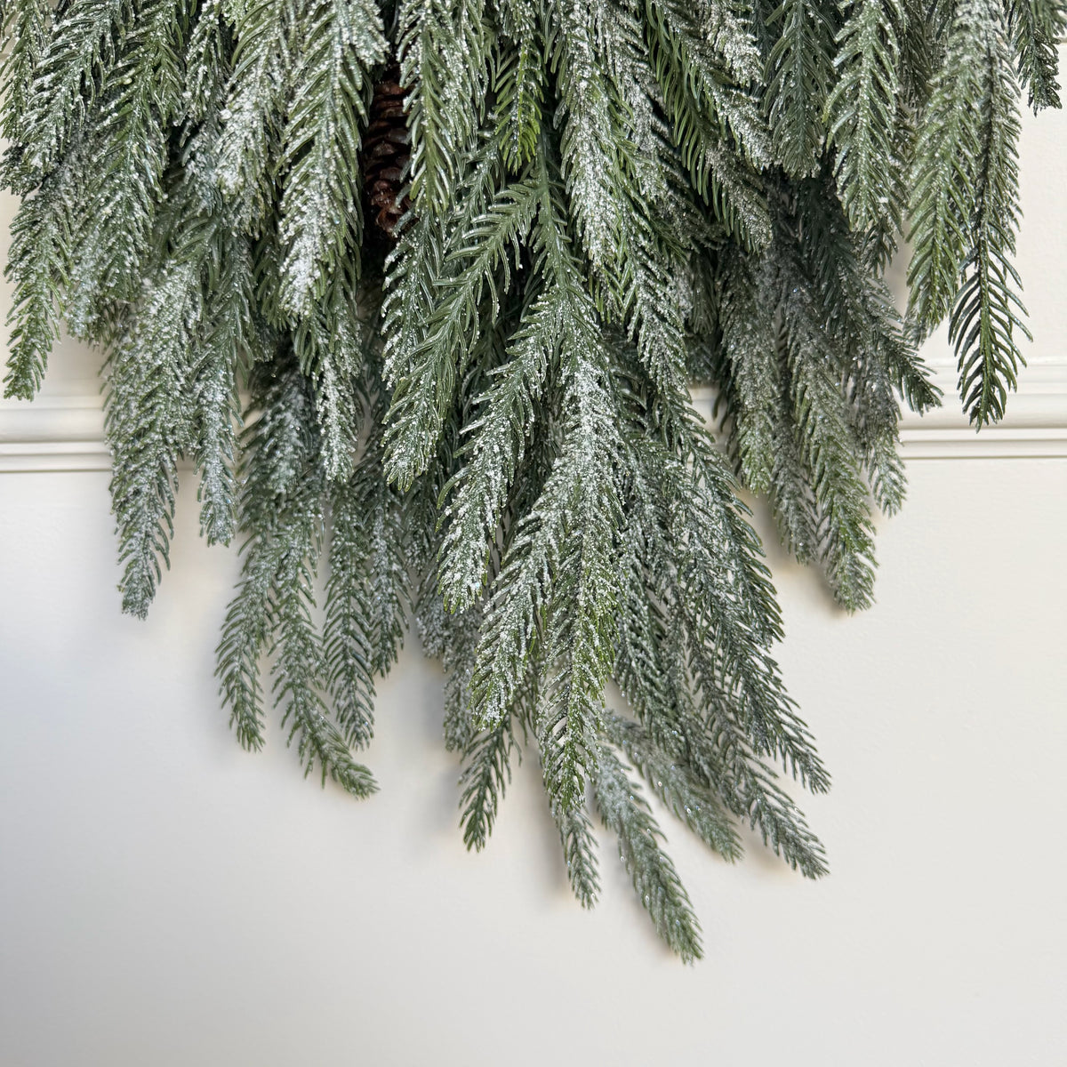 Artificial Extra Large Frosted Fir Swag With Rustic Bow