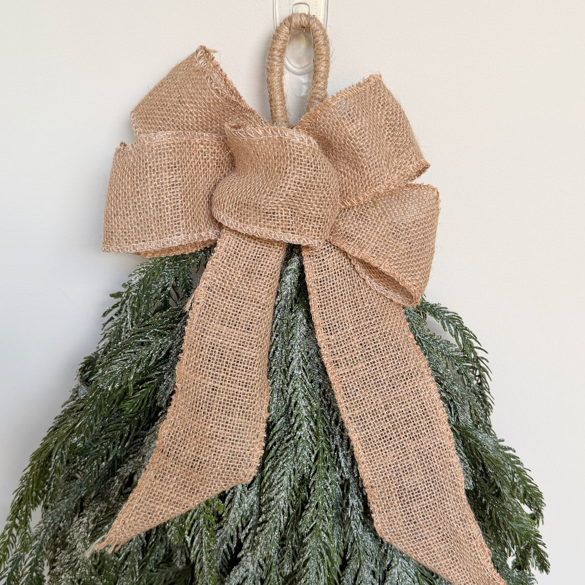 Artificial Extra Large Frosted Fir Swag With Rustic Bow