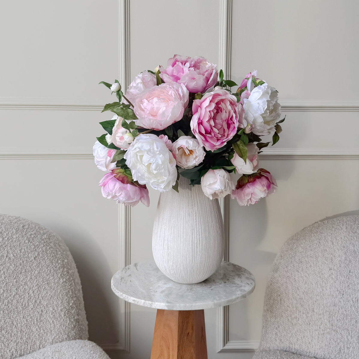 Artificial Pink & White Peony Arrangement