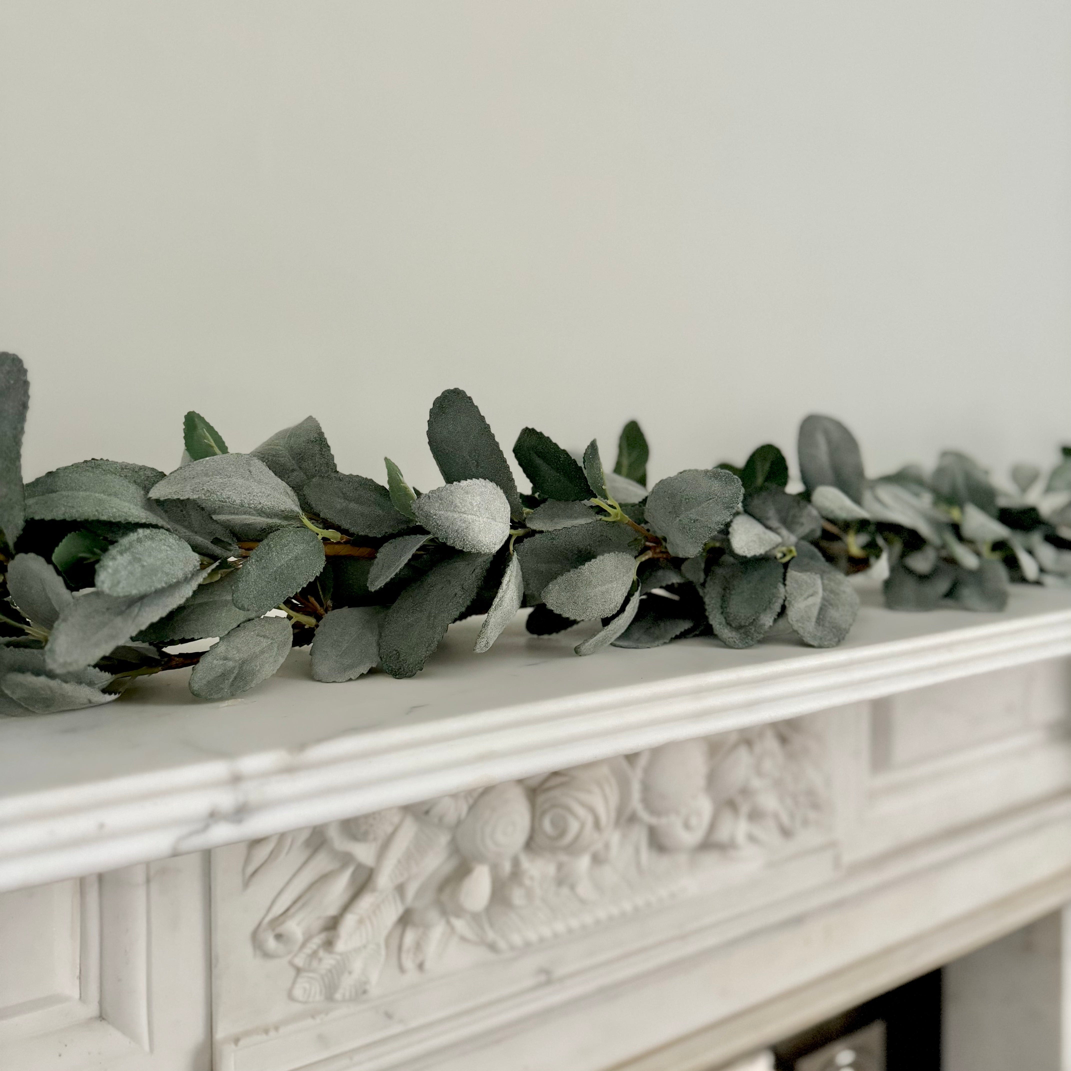 Luxury Lifelike Realistic Artificial Fabric Faux Silk Luxury Silver Lambs Leaf Wreath Garland ABX0708GR Winter with Faux Flowers and Foliage Buy Online from The Faux Flower Company