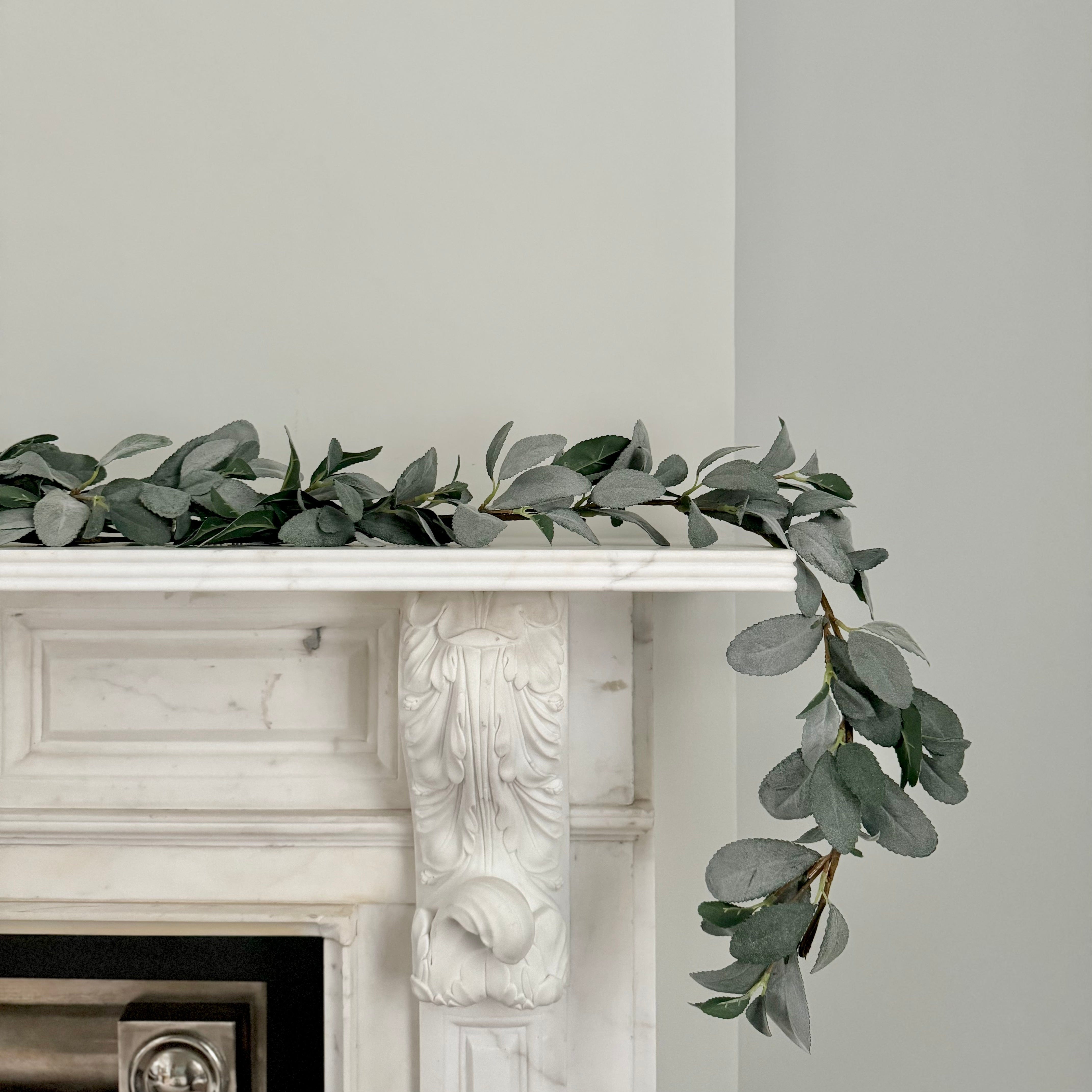 Luxury Lifelike Realistic Artificial Fabric Faux Silk Luxury Silver Lambs Leaf Wreath Garland ABX0708GR Winter with Faux Flowers and Foliage Buy Online from The Faux Flower Company