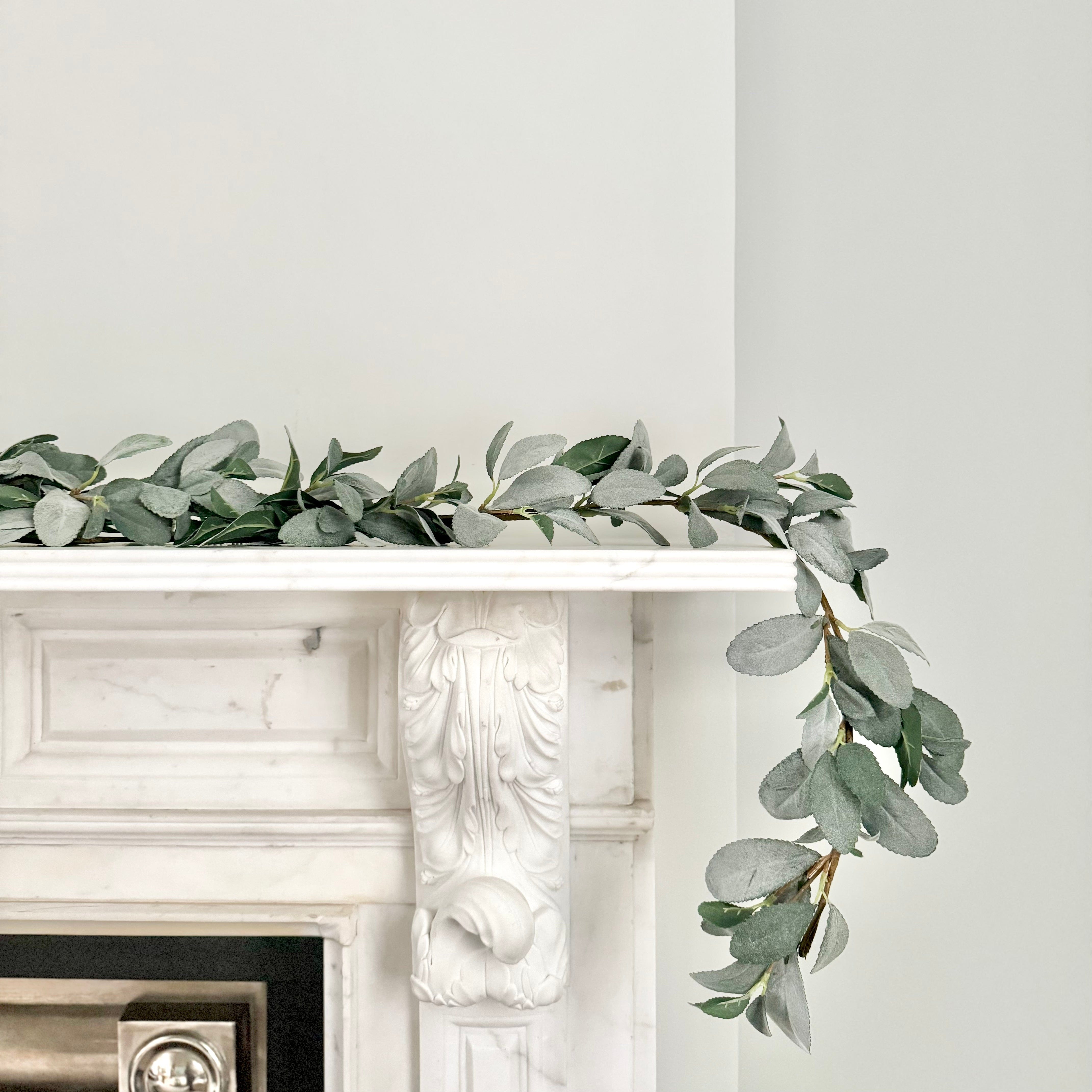 Luxury Lifelike Realistic Artificial Fabric Faux Silk Luxury Silver Lambs Leaf Wreath Garland ABX0708GR Winter with Faux Flowers and Foliage Buy Online from The Faux Flower Company