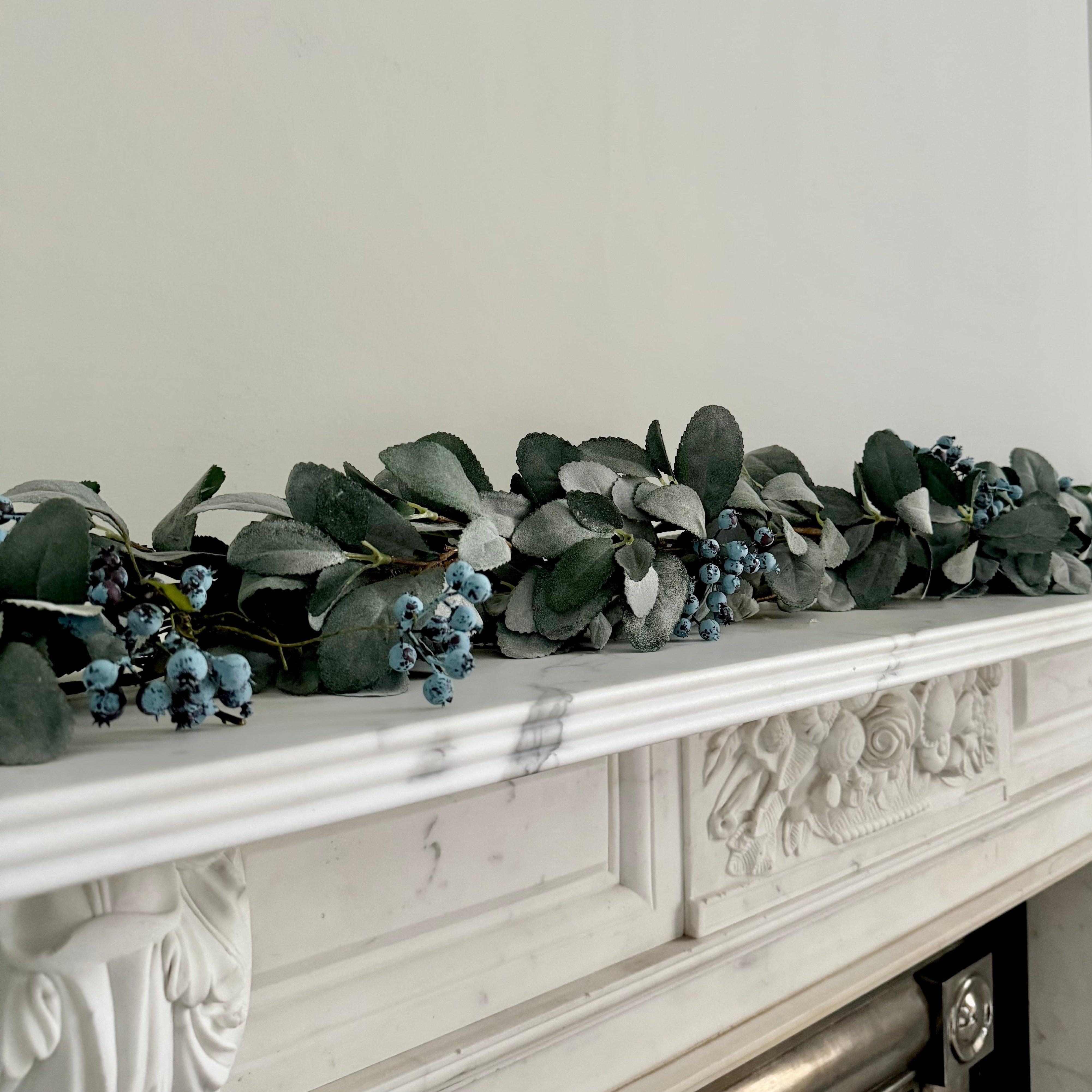 Luxury Lifelike Realistic Artificial Fabric Faux Silk Luxury Silver Lambs Leaf Wreath Garland ABX0708GR Winter with Faux Flowers and Foliage Buy Online from The Faux Flower Company