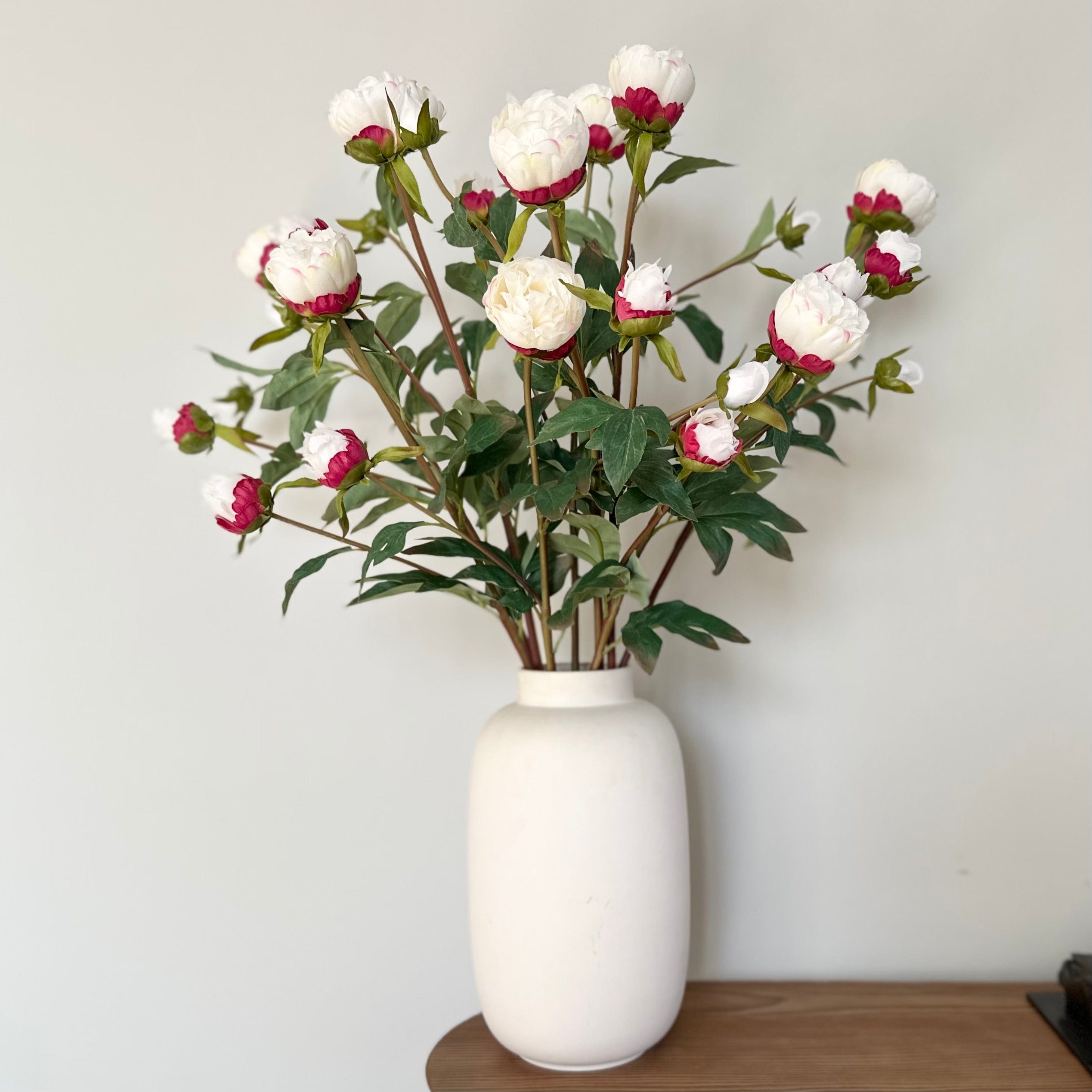 Luxury Lifelike Realistic Artificial Fabric Faux Silk Luxury White Peony Spray ABX1102WH Artificial Flower Arrangement with Faux Foliage Buy Online from The Faux Flower Company