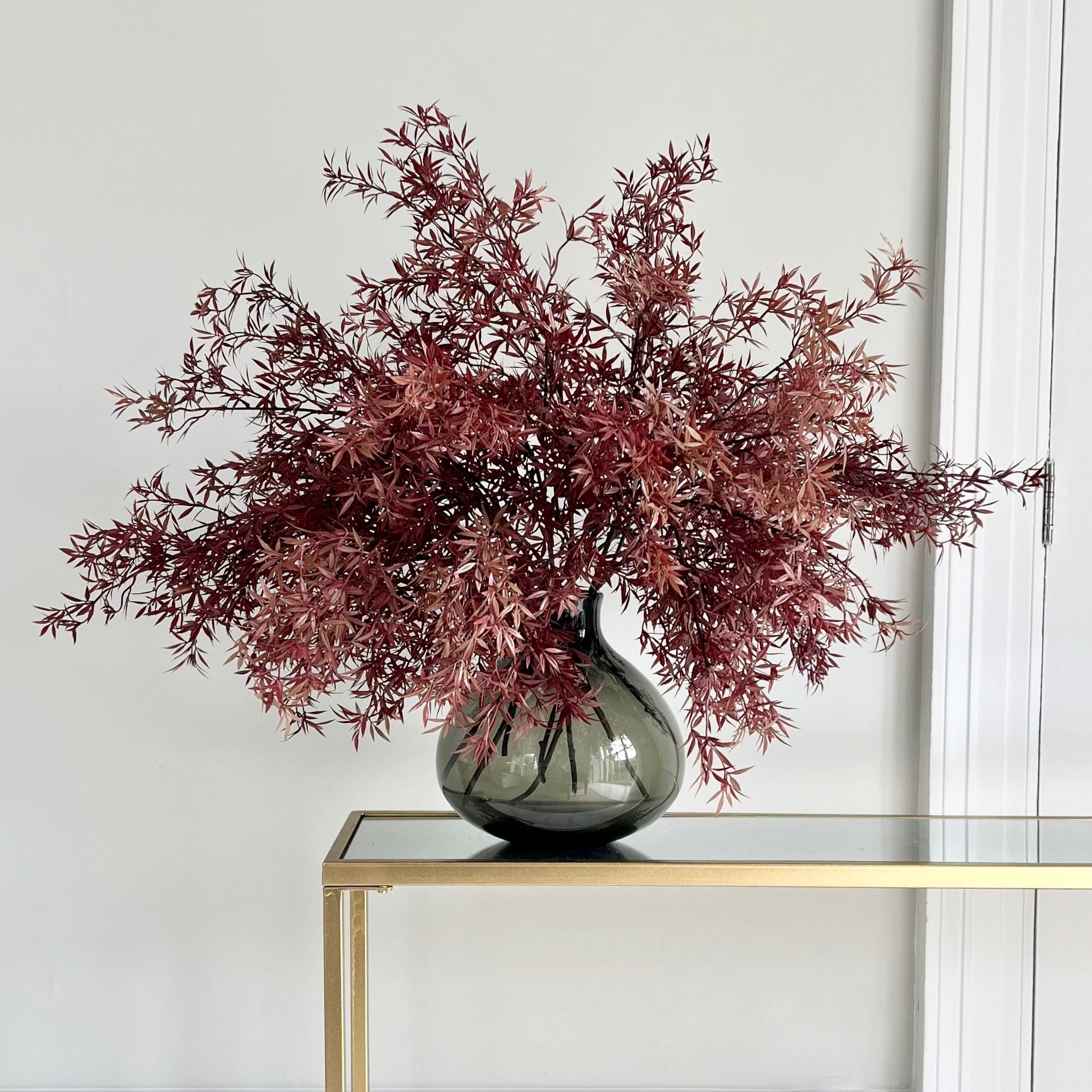 Luxury Lifelike Realistic Artificial Fabric Silk Luxury Flower Burgundy Leaf Branch ABX9637RD Autumn Stem with Foliage in Kingham Vase ABP04B3 Buy Online from The Faux Flower Company