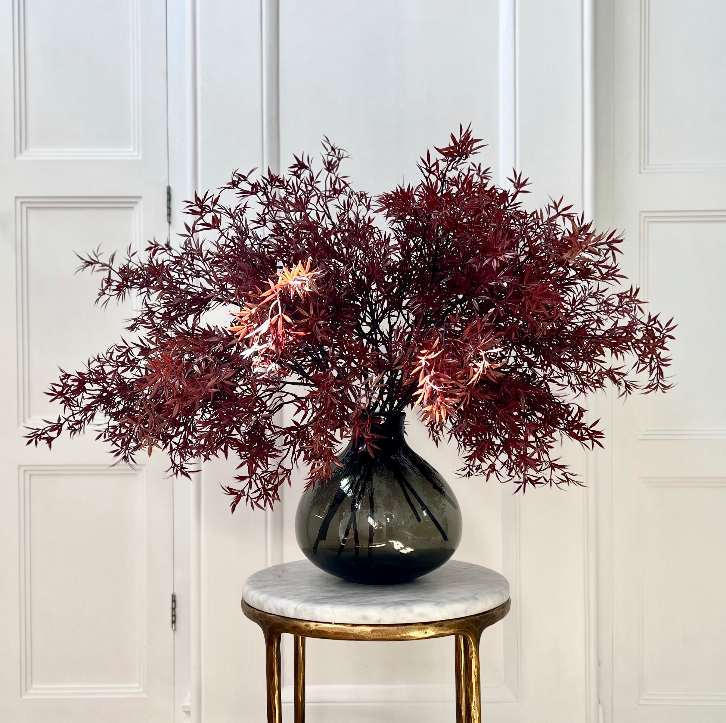 Luxury Lifelike Realistic Artificial Fabric Silk Luxury Flower Burgundy Leaf Branch ABX9637RD Autumn Stem with Foliage in Kingham Vase ABP04B3 Buy Online from The Faux Flower Company