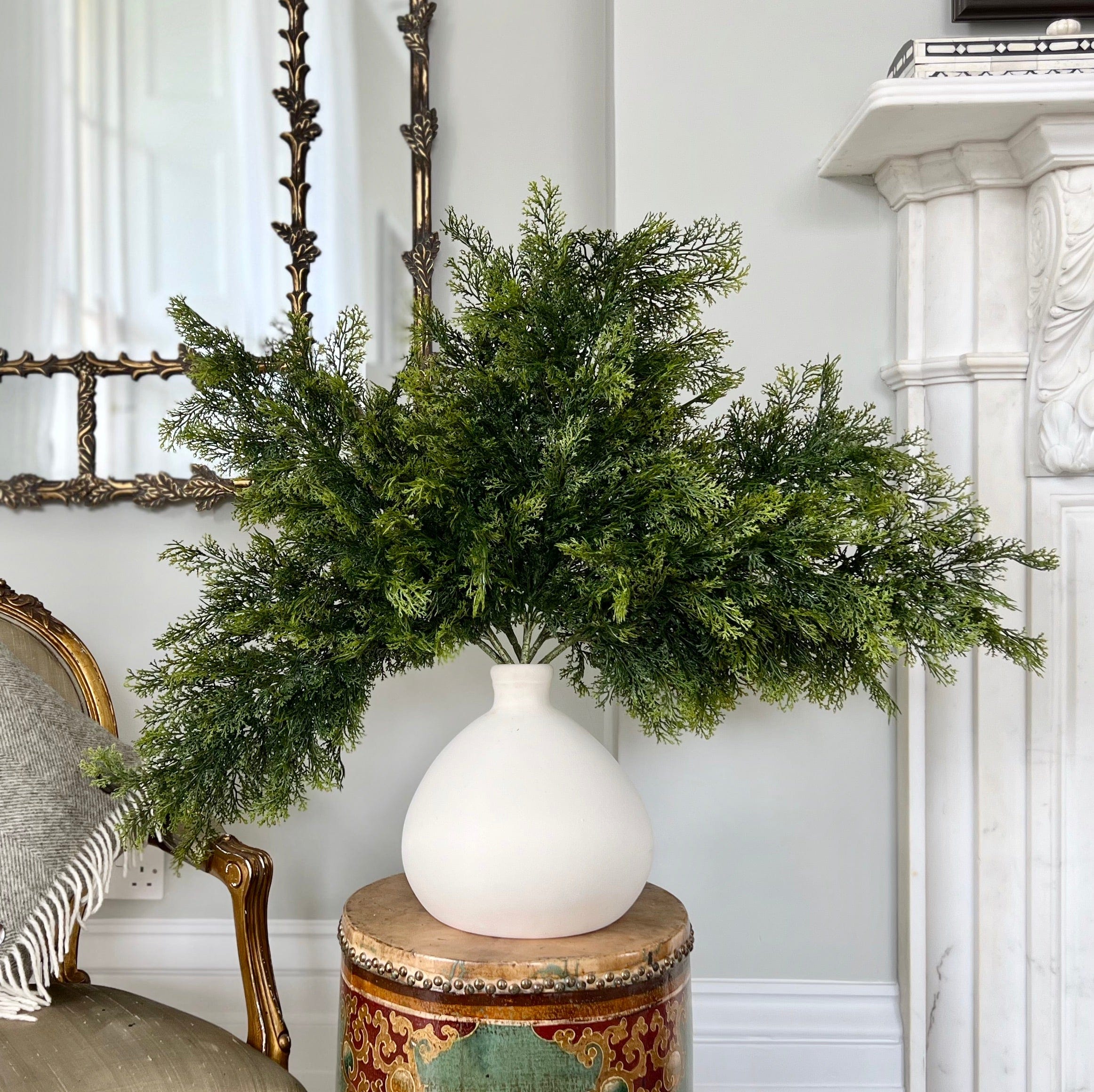 Luxury Lifelike Realistic Artificial Fabric Silk Luxury Flower Cypress Bush ABZ3187GR Autumn Stem with Foliage in Burford Vase ABP1747 Buy Online from The Faux Flower Company