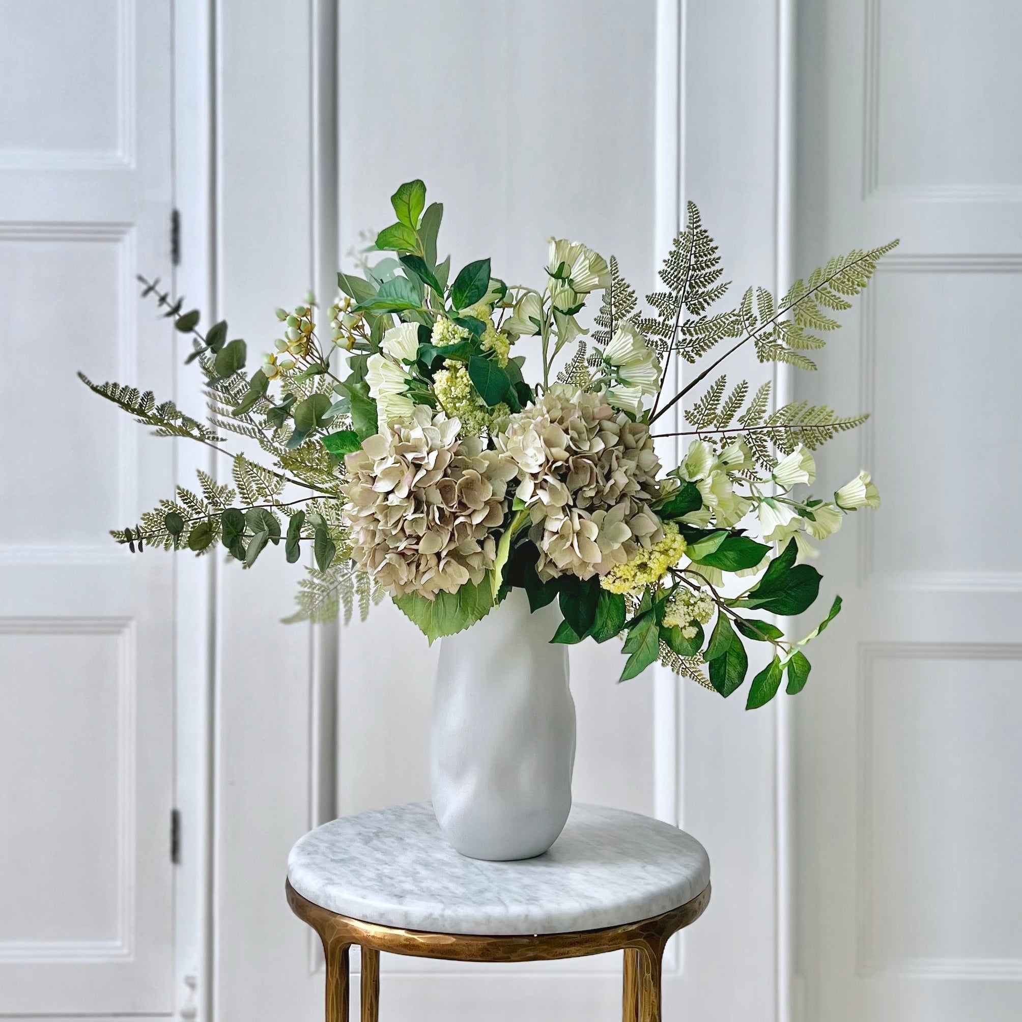 Luxury Lifelike Realistic Artificial Fabric Silk Luxury Flower Feeling Ferny Neutral Autumnal Stem Bouquets with Foliage in Kingham Vase ABP04B3 Buy Online from The Faux Flower Company