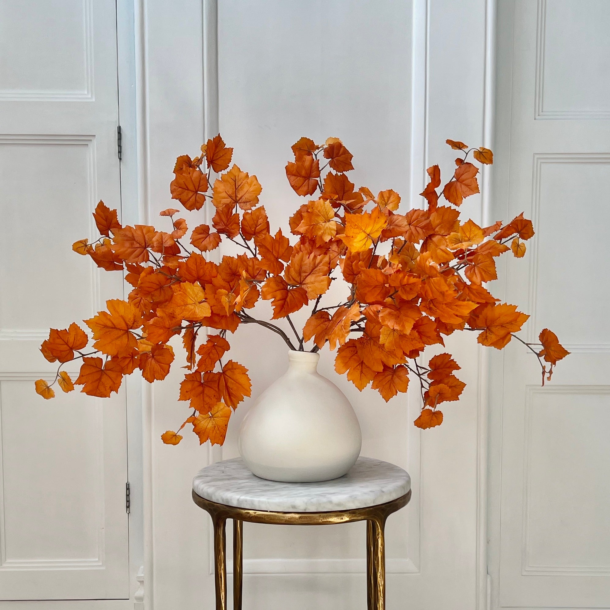 Luxury Lifelike Realistic Artificial Fabric Silk Luxury Flower Orange Autumnal Leaves ABZ3201OR Autumn Stem with Foliage in Burford Vase ABP1747 Buy Online from The Faux Flower Company