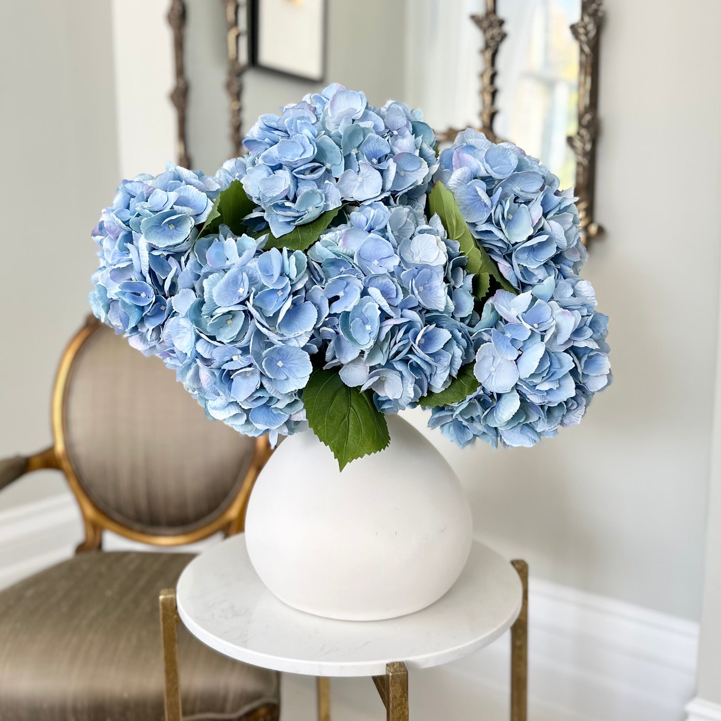 Luxury Lifelike Realistic Artificial Fabric Faux Silk Luxury Pale Blue Hydrangea ABX5001LBL Artificial Flower Arrangement with Faux Foliage Buy Online from The Faux Flower Company