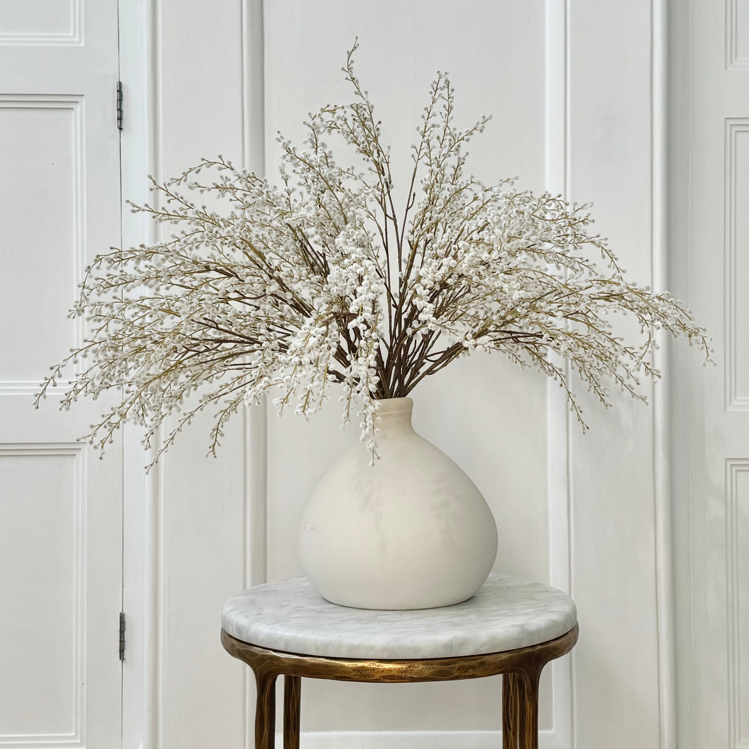 Luxury Lifelike Realistic Artificial Fabric Faux Silk Luxury Red White Willow Spray ABZ1504WH Winter Autumn Artificial Flower Arrangement with Faux Foliage in Burford Vase ABP1747 Buy Online from The Faux Flower Company