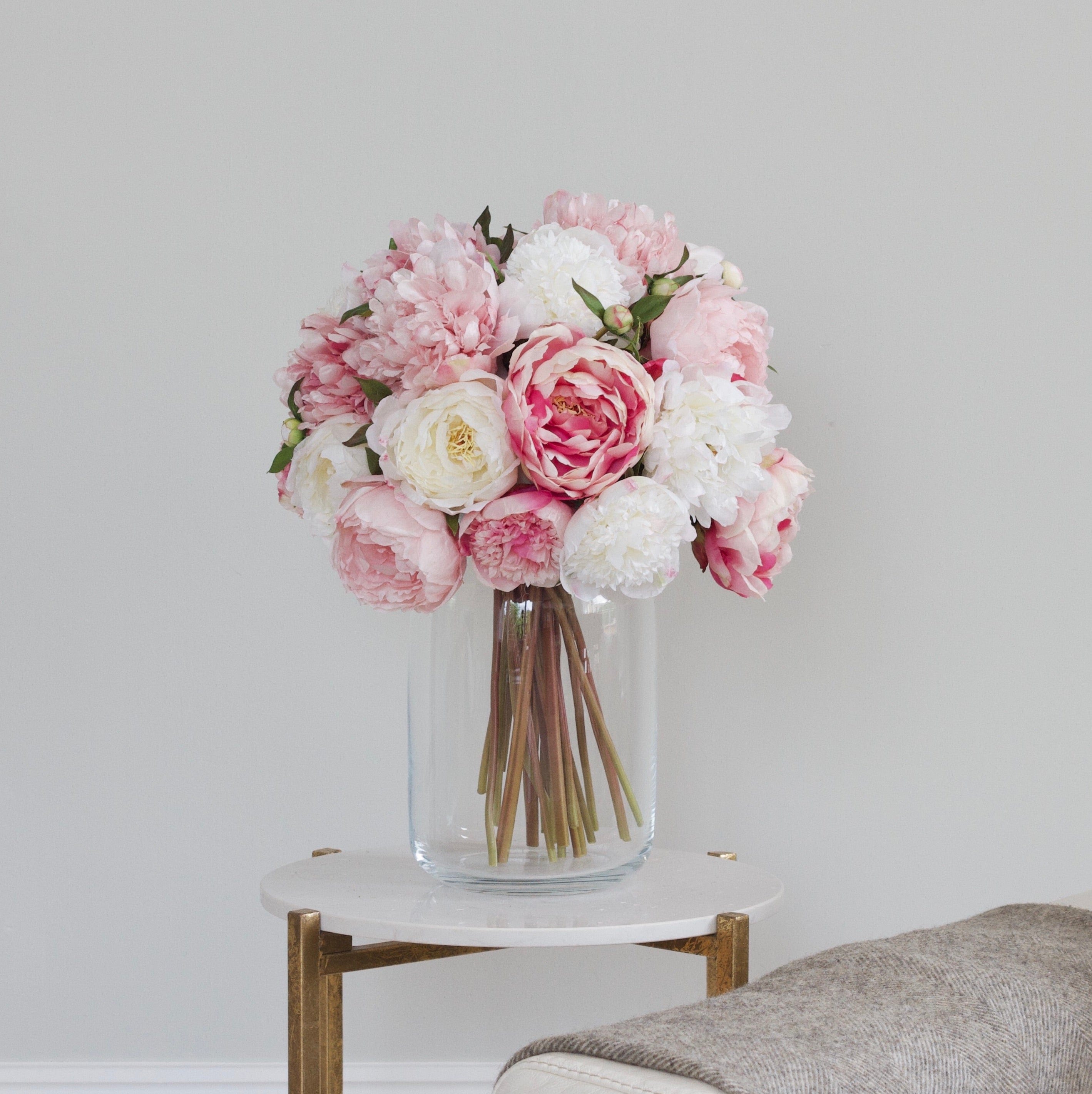 Artificial Pink & White Peony Bouquet