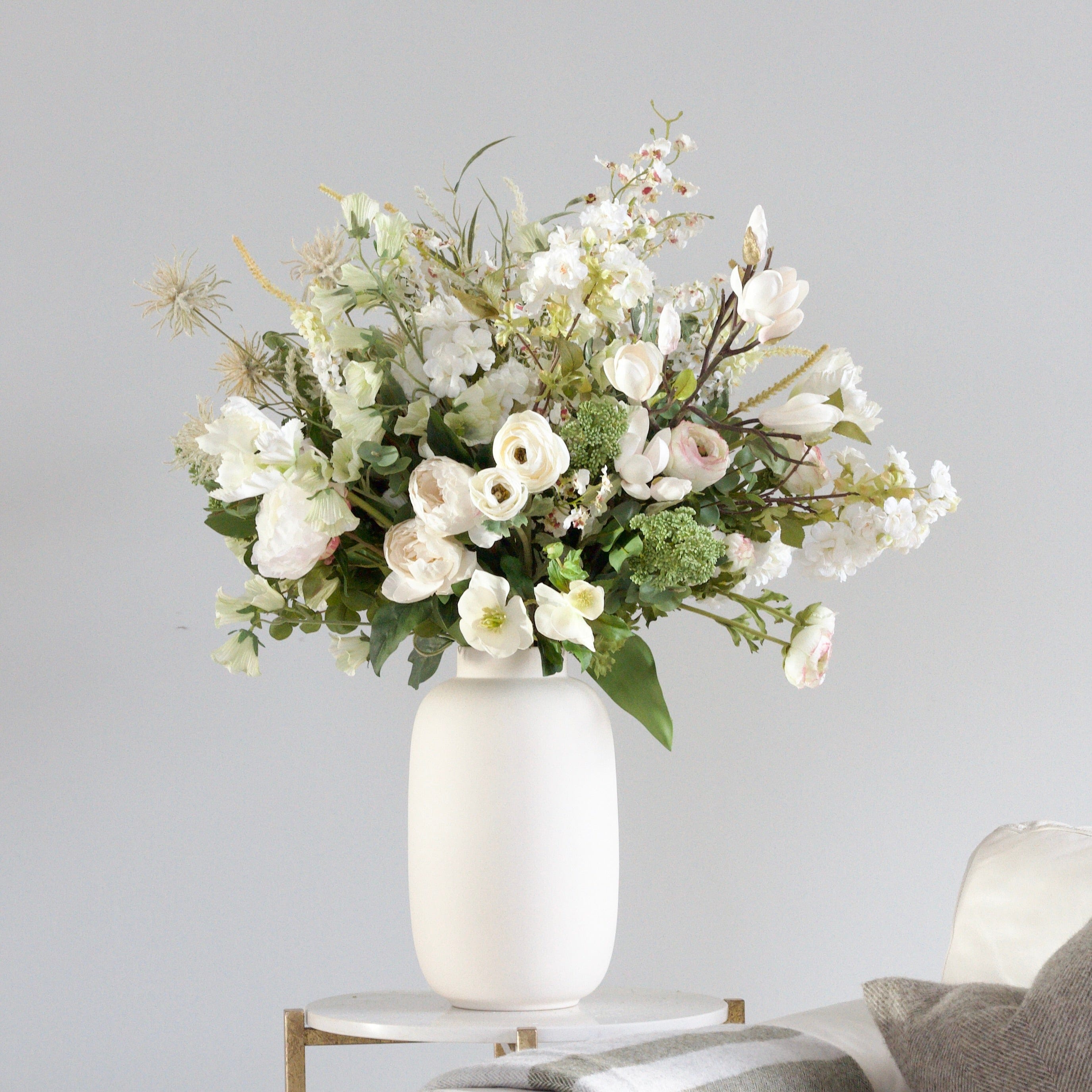 Luxury Lifelike Realistic Artificial Fabric Silk Blooms with Foliage Buy Online from The Faux Flower Company | Spring Splendour styled in Kingham Vase ABP04B3