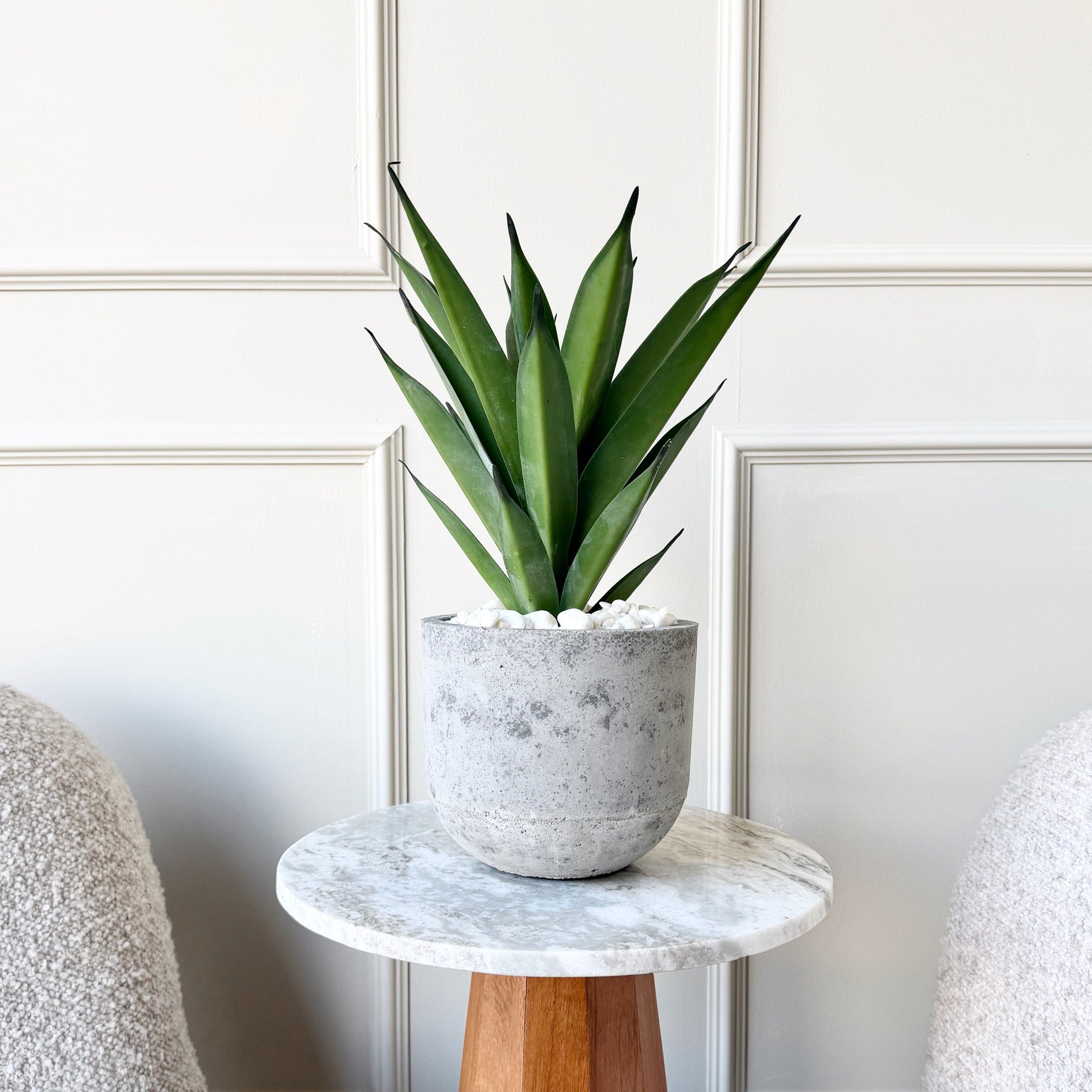 artificial aloe vera plant in pot Artificial Aloe Vera Plant in Grey Cement Pot