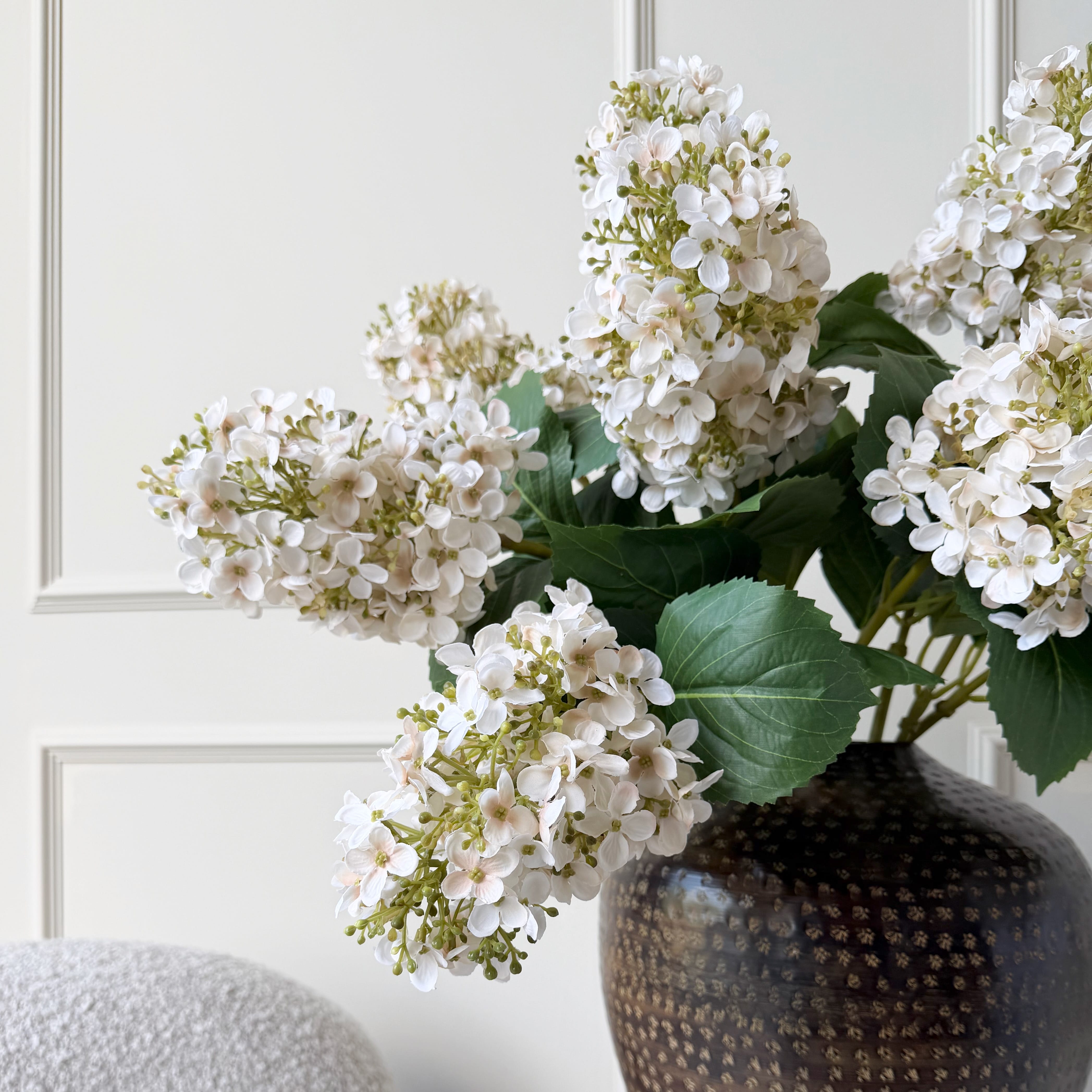 Realistic Artificial Beige Paniculata Hydrangea ABX5004BE by The Faux Flower Company