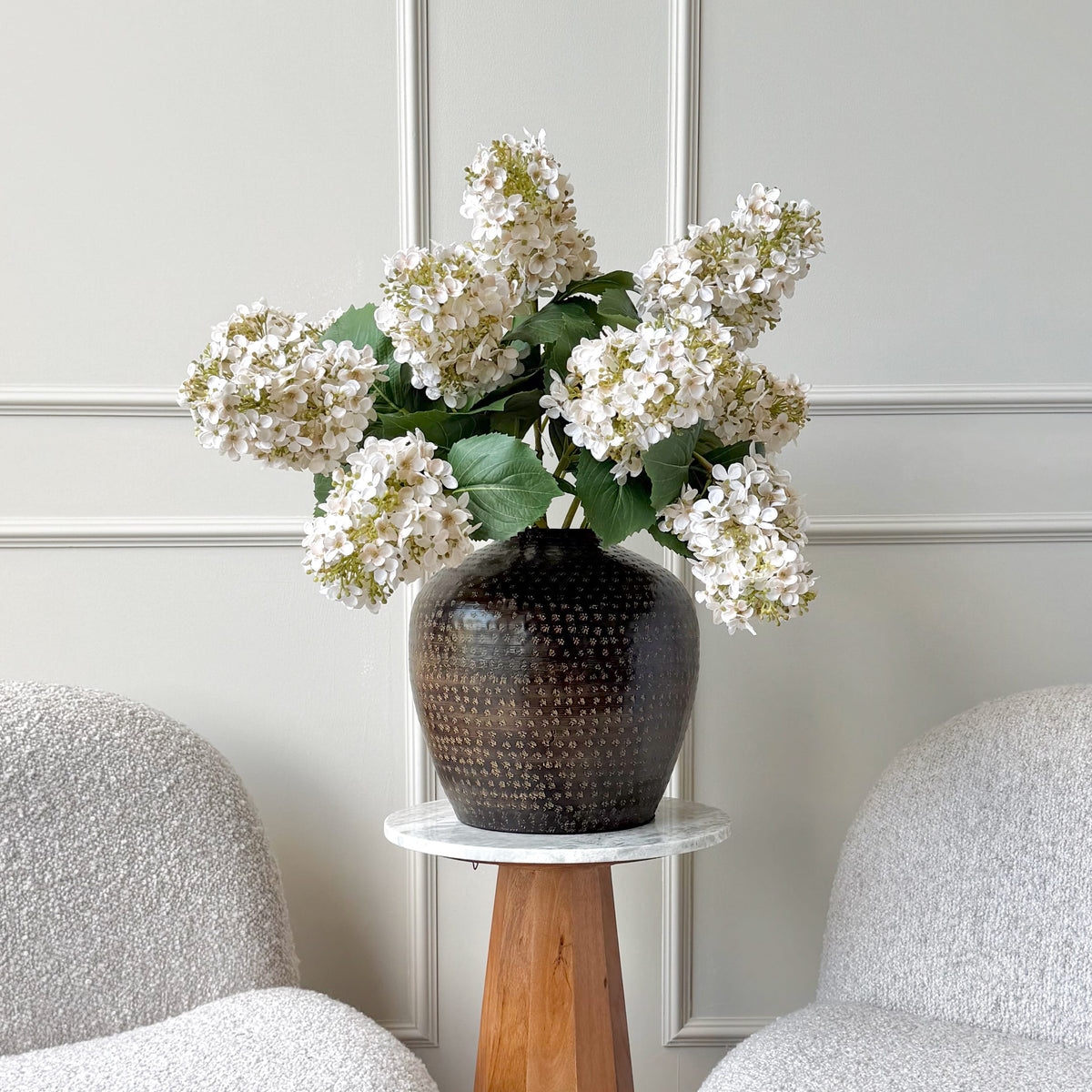 Realistic Artificial Beige Paniculata Hydrangea ABX5004BE by The Faux Flower Company