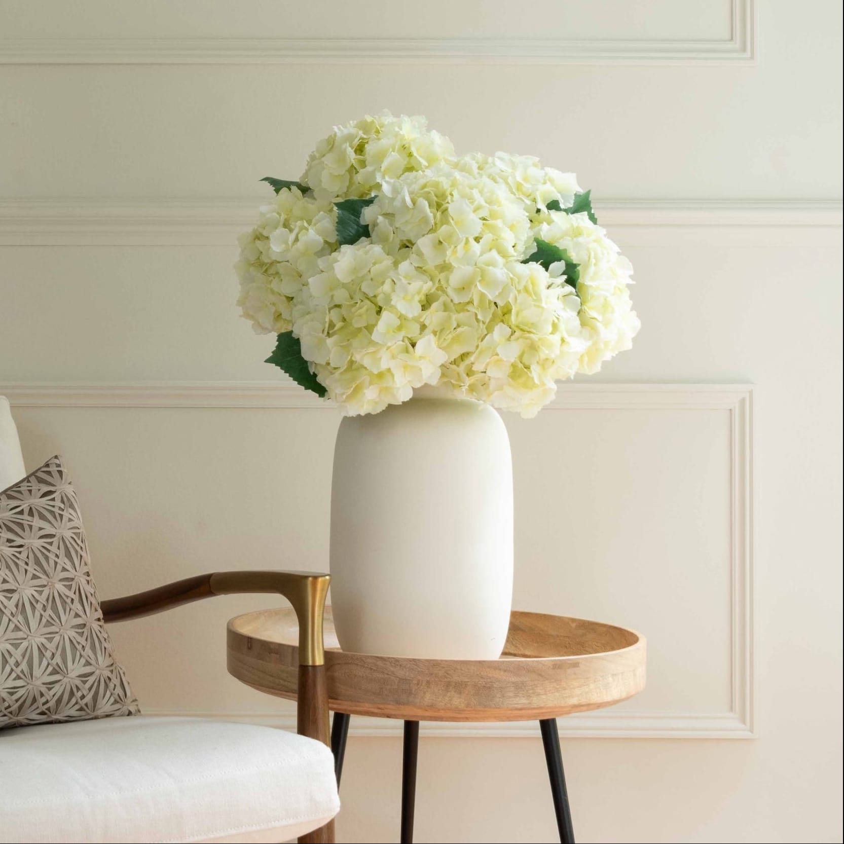 Realistic Artificial Cream Hydrangea Lacecap ABX5002CR-54 by The Faux Flower Company