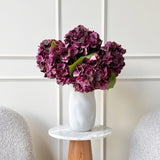 Artificial Deep Purple Mophead Hydrangea