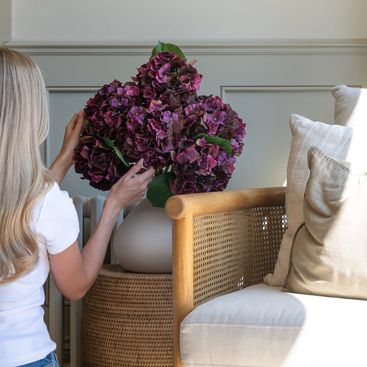 Realistic Artificial Deep Purple Mophead Hydrangea ABX2502DPU by The Faux Flower Company