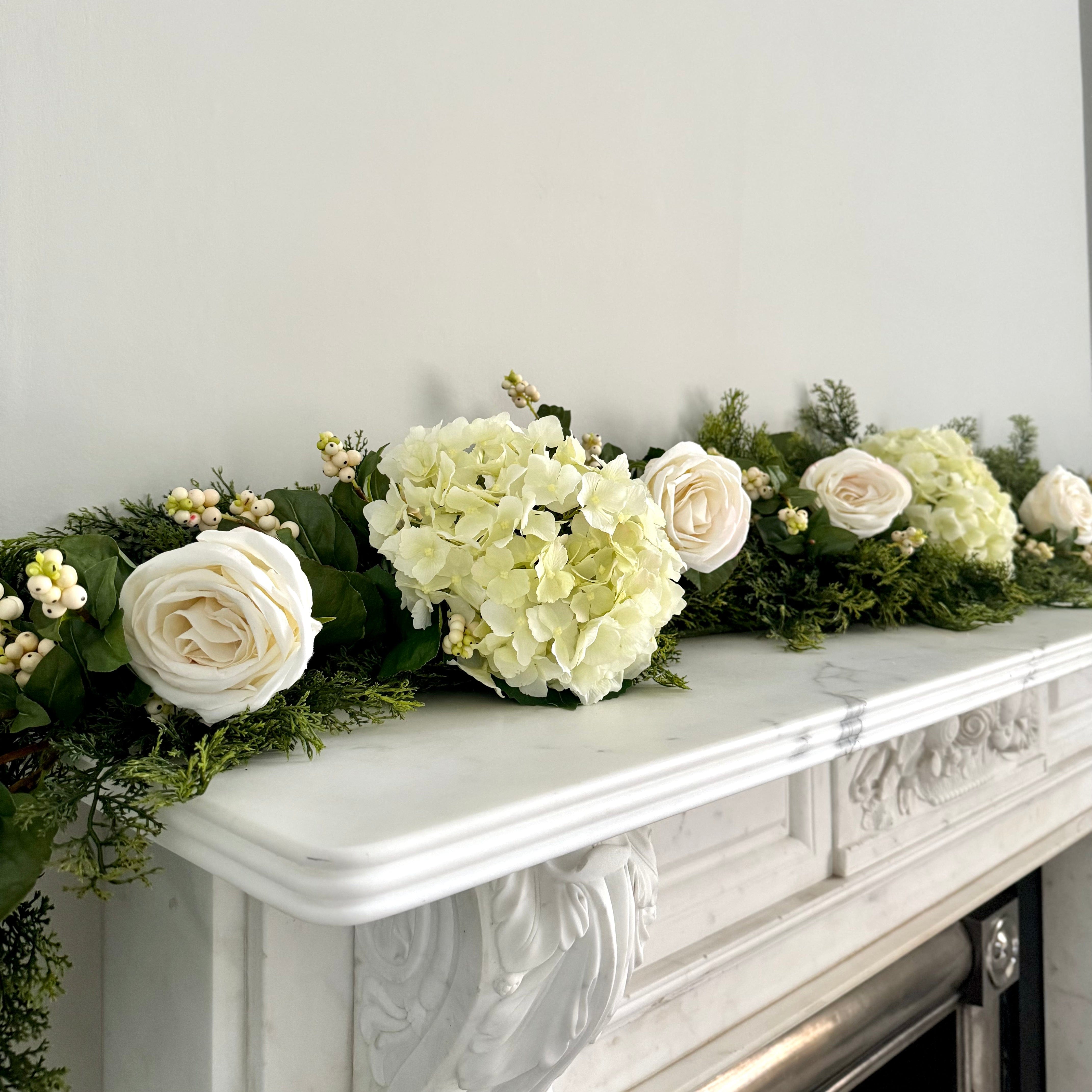 Artificial flowers luxury lifelike faux Artificial Cream Cypress Bush Garland Set - Splendour realistic silk  Bundle buy online from The Faux Flower Company GARLAND CREAM/SPLENDOUR