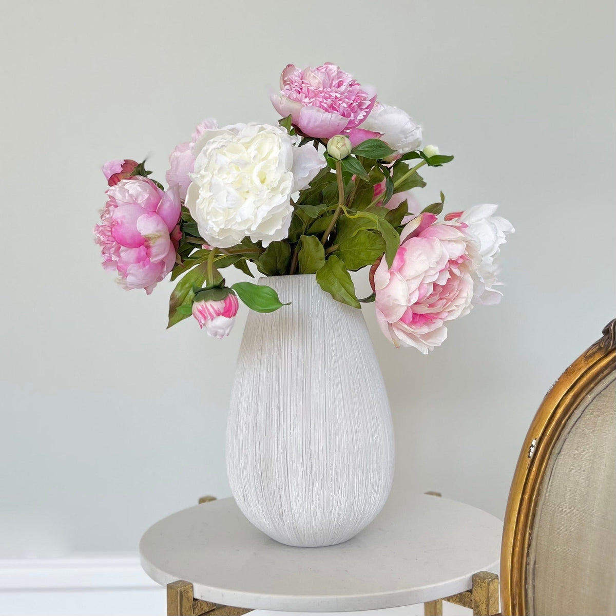 Realistic Artificial Pink & White Peony Arrangement MIXED PEONY AR/P by The Faux Flower Company