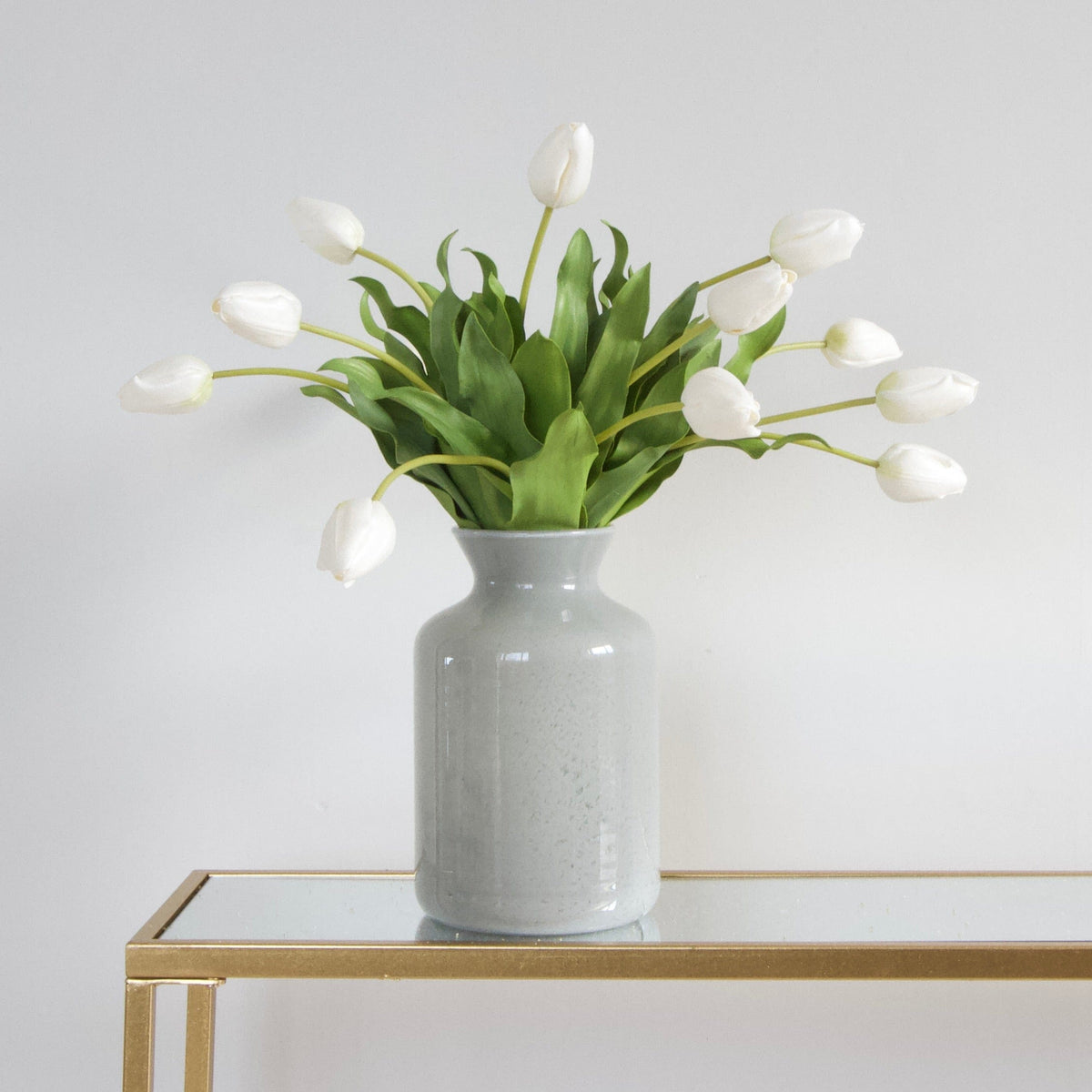 Realistic Artificial Tulip Arrangement ABY5657WH-6 by The Faux Flower Company