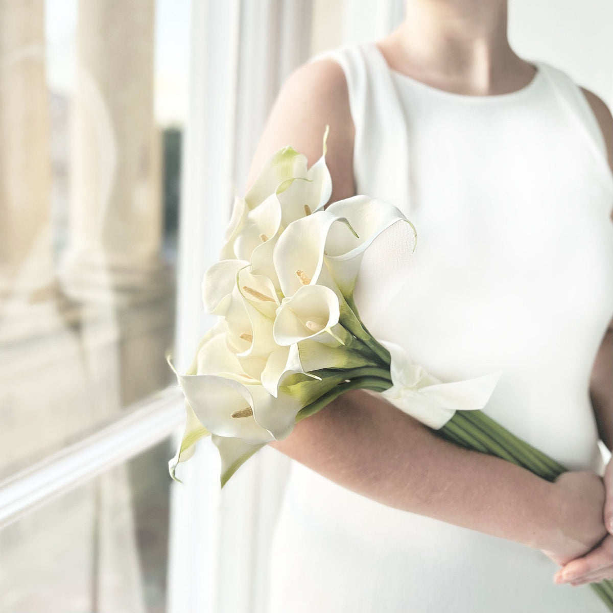 white lily bouquet wedding White Artificial Calla Lily Wedding Bouquet