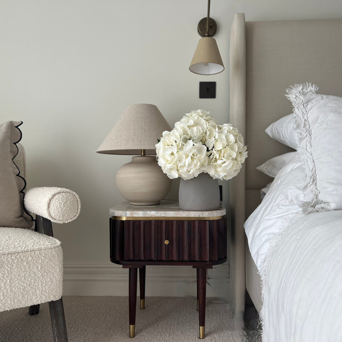 Realistic Artificial White Hydrangea by The Faux Flower Company
