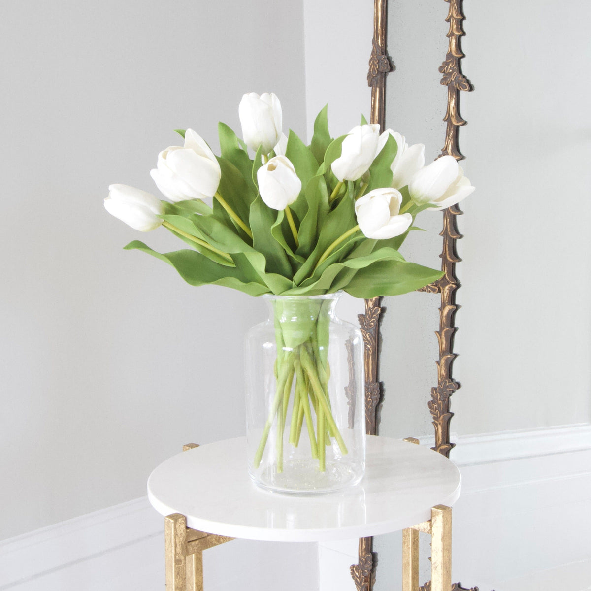 Realistic Artificial White Open Tulip ABY2618WH by The Faux Flower Company