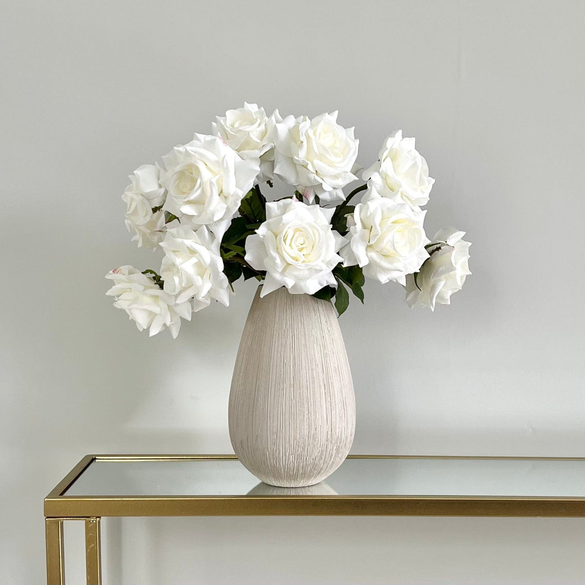 Realistic Artificial White Tea Rose ABY5155WH by The Faux Flower Company