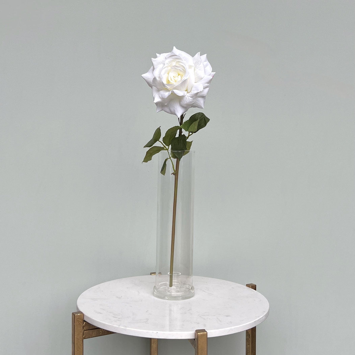 Realistic Artificial White Tea Rose ABY5155WH by The Faux Flower Company