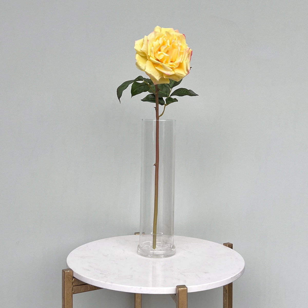 Realistic Artificial Yellow Garden Rose ABY3108YL by The Faux Flower Company