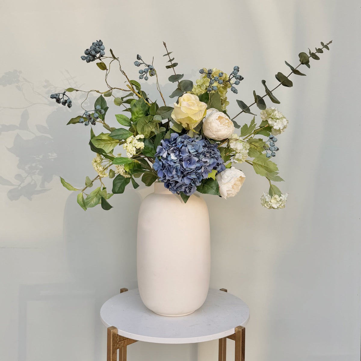 Realistic Born In September: Sapphire Flower Bouquet & Vase SEPTEMBER BQ + ABP04B3 by The Faux Flower Company