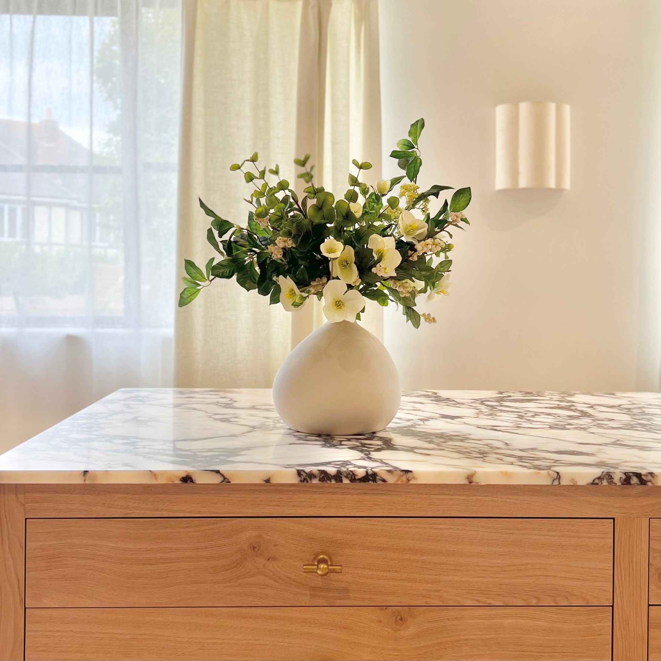 Artificial flowers luxury lifelike faux Hellebore & Berries Artificial Arrangement realistic silk  bouquet buy online from The Faux Flower Company