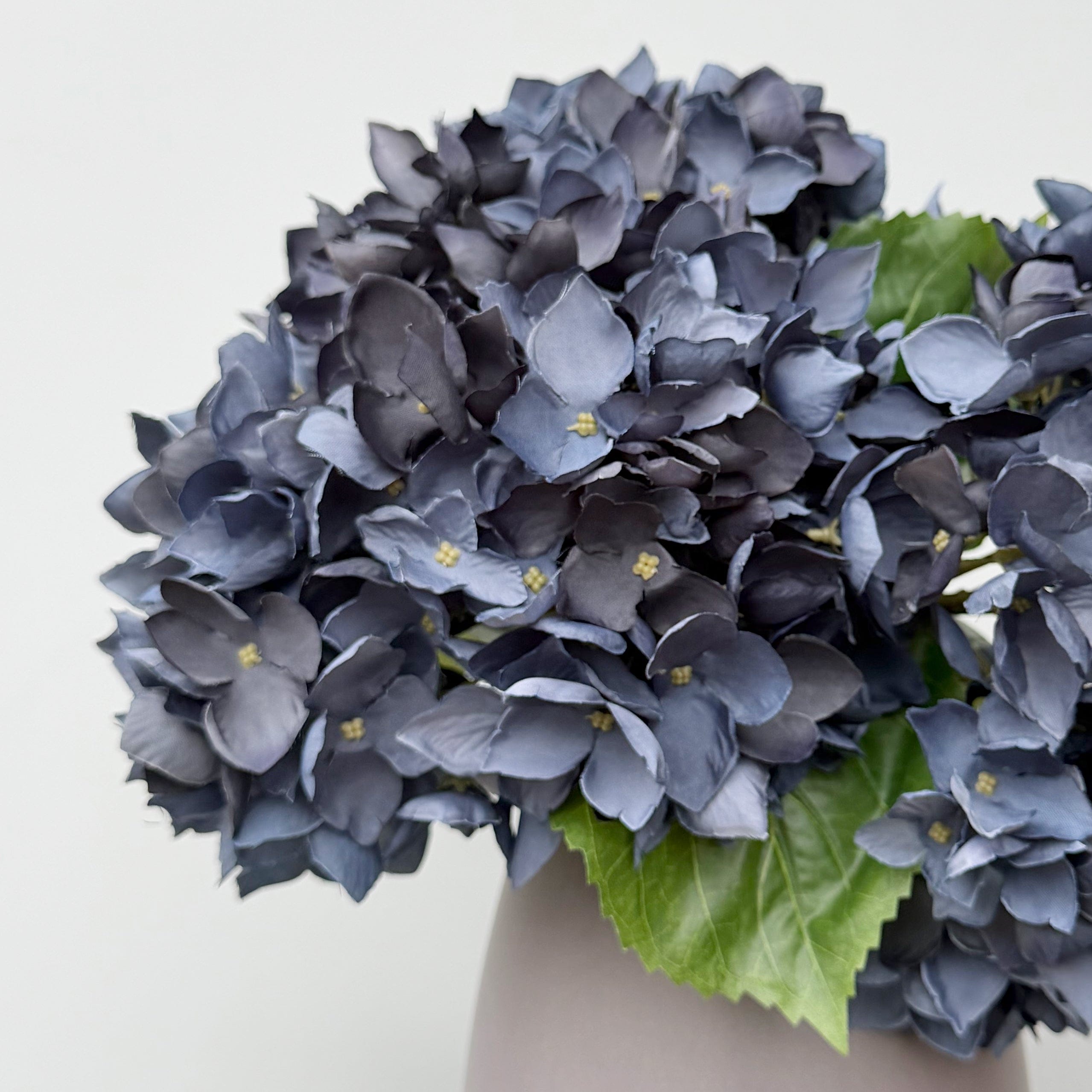 Artificial flowers luxury lifelike faux Navy Blue Artificial Hydrangea & Kemble Vase Set realistic silk  Bundle buy online from The Faux Flower Company ABX5005DBL-3 + ABP1766