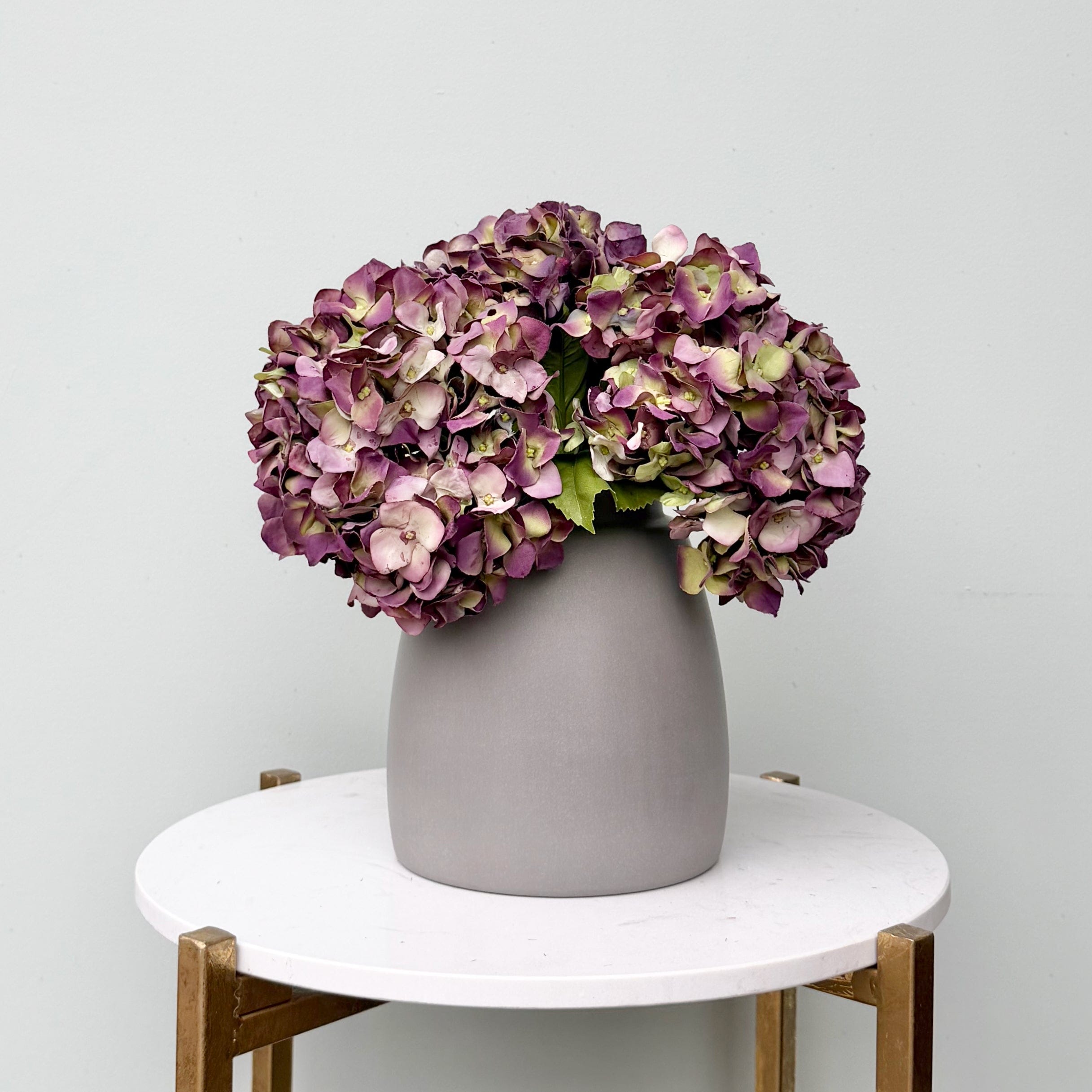 Artificial flowers luxury lifelike faux Purple Dried Artificial Hydrangea & Kemble Vase Set realistic silk  Bundle buy online from The Faux Flower Company ABY5070PU-3 + ABP1766