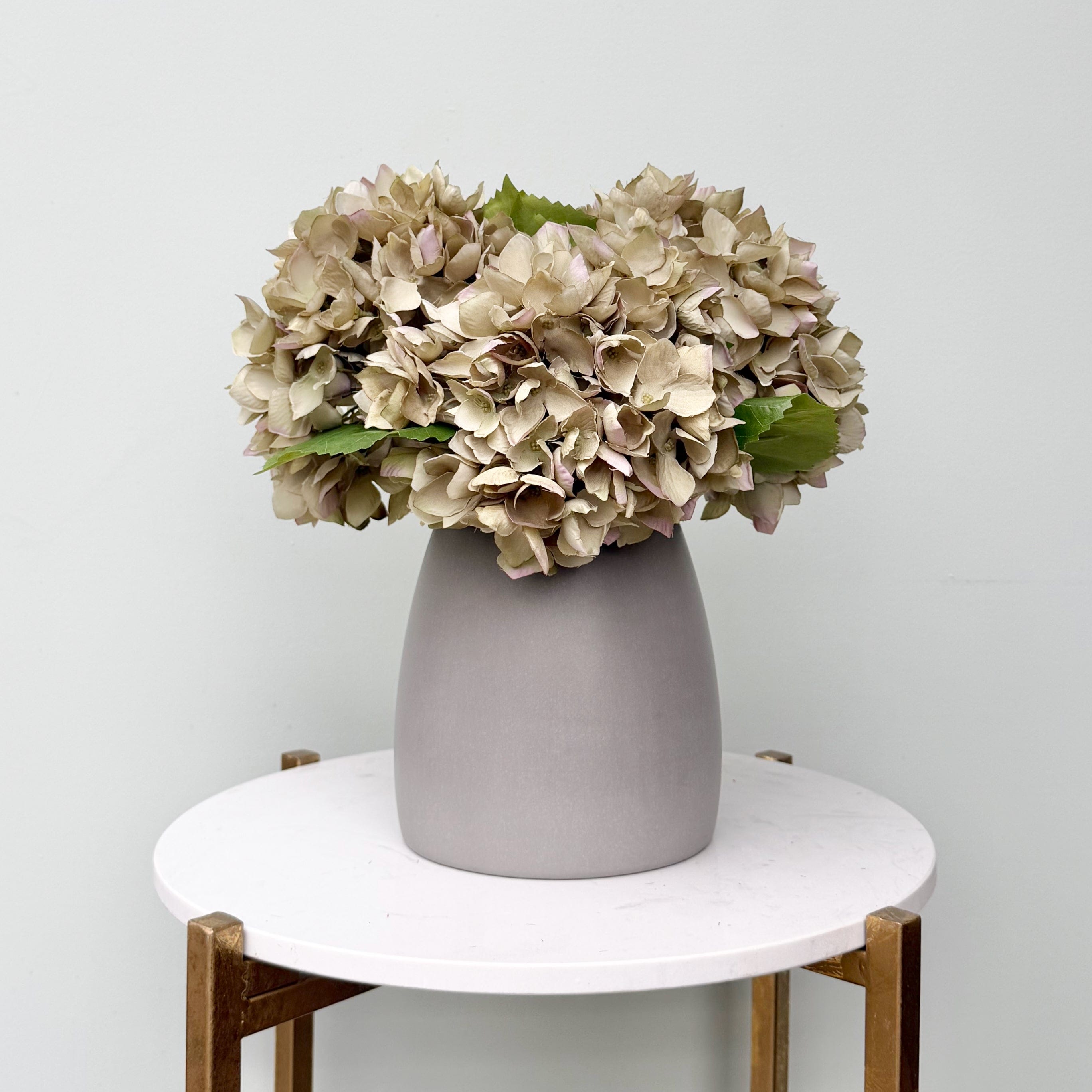 Artificial flowers luxury lifelike faux Sage Green Artificial Hydrangea & Kemble Vase Set realistic silk  Bundle buy online from The Faux Flower Company ABX5005GR-3 + ABP1766